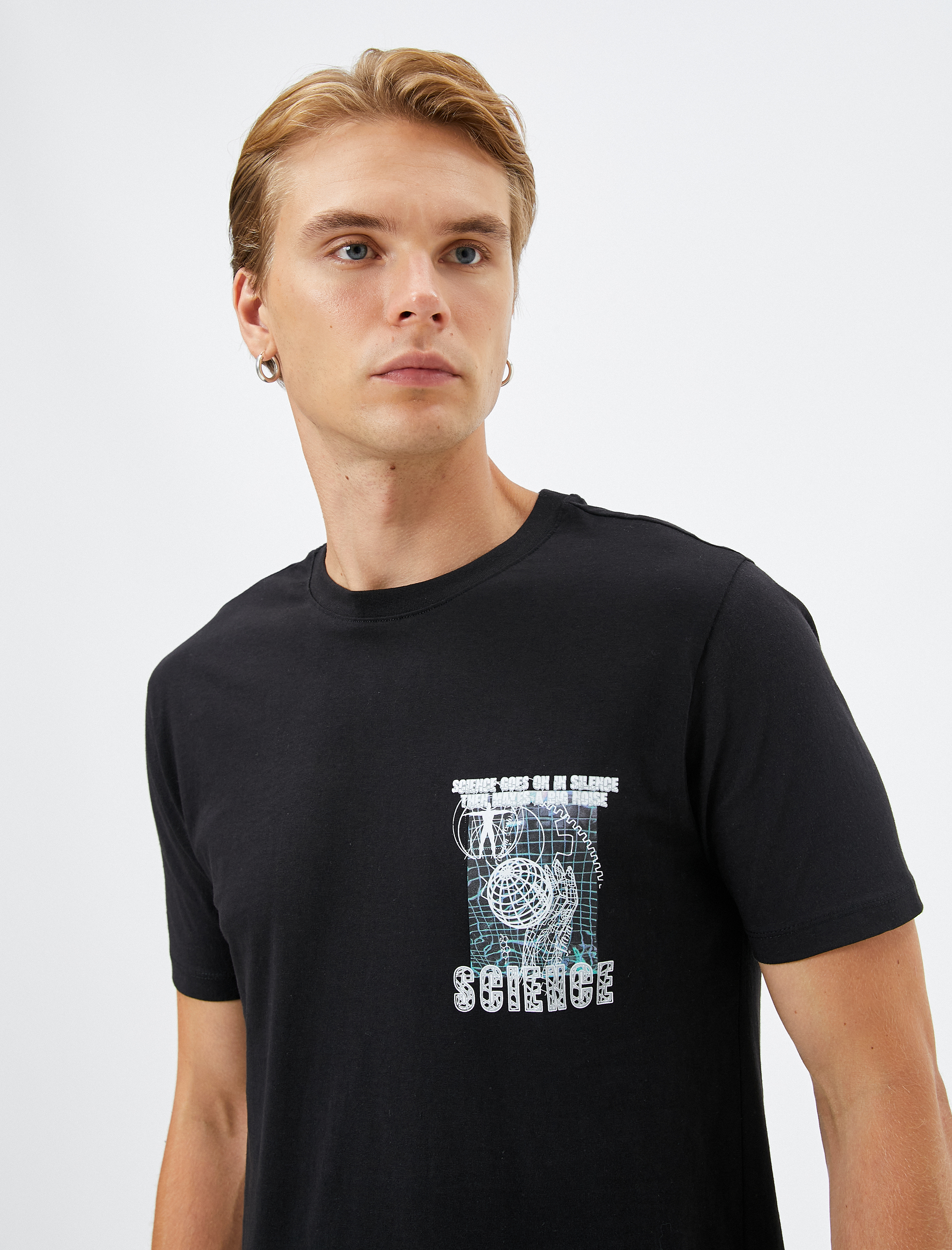   Slogan Baskılı Tişört Bisiklet Yaka Kısa Kollu Pamuklu