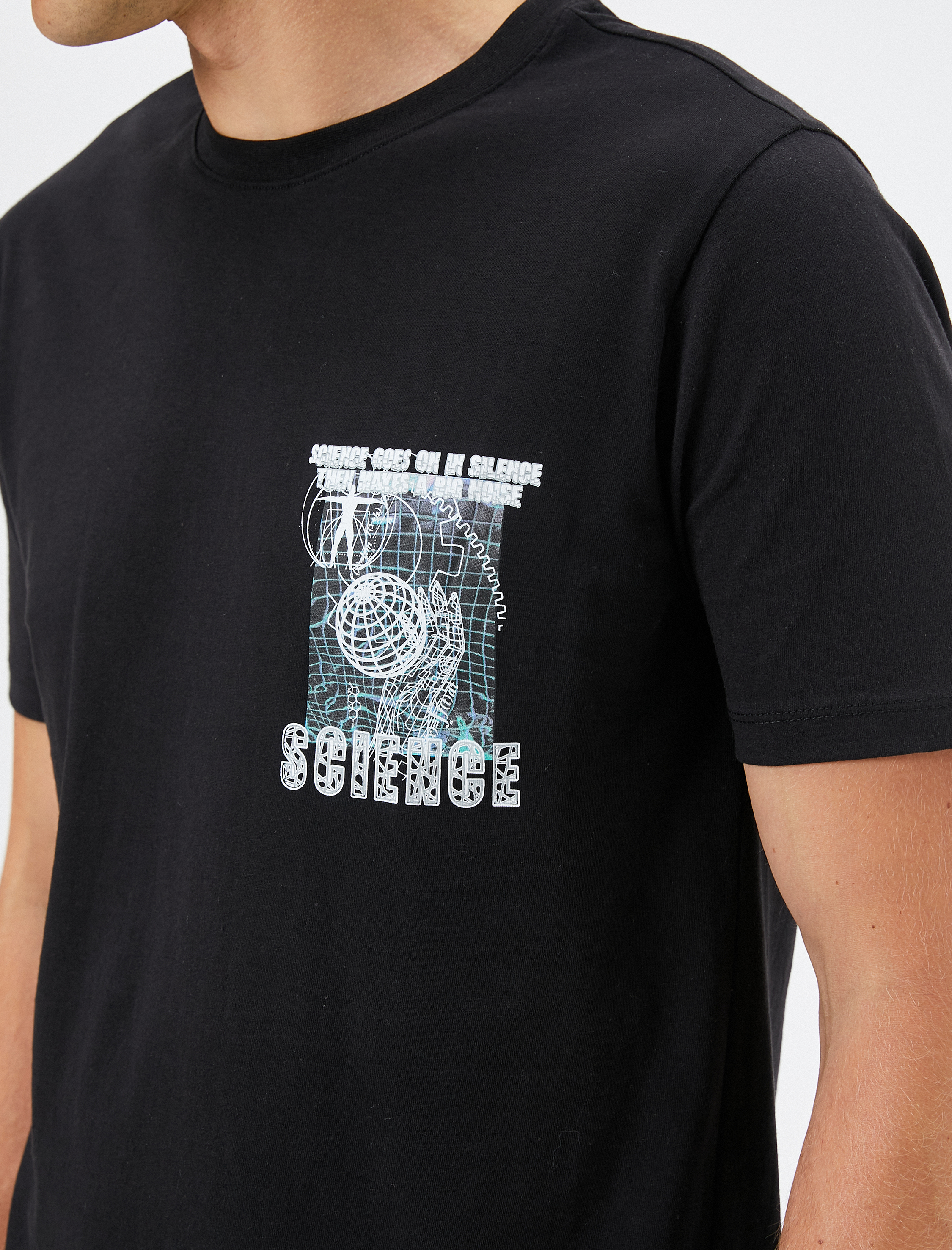   Slogan Baskılı Tişört Bisiklet Yaka Kısa Kollu Pamuklu