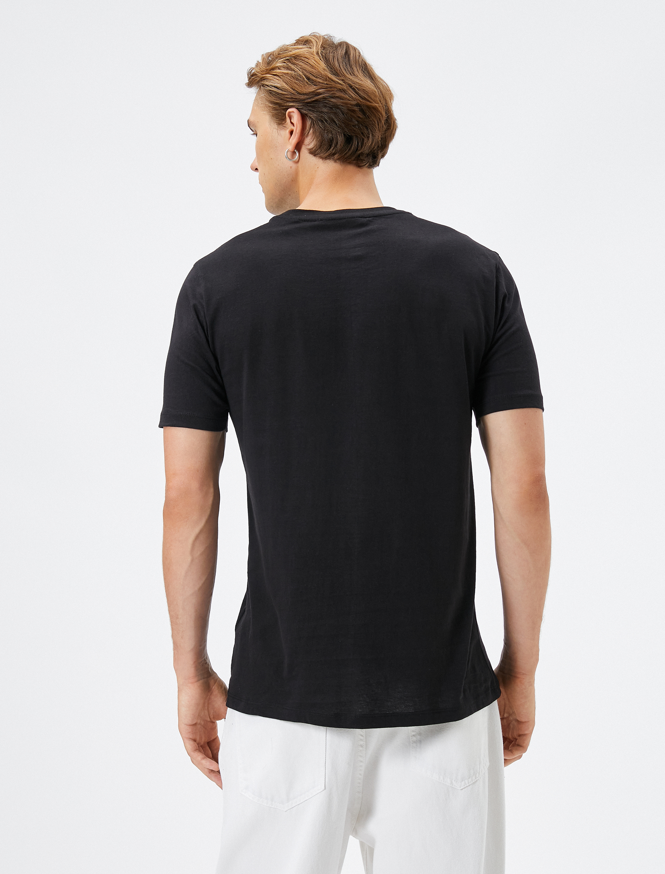   Slogan Baskılı Tişört Bisiklet Yaka Kısa Kollu Pamuklu