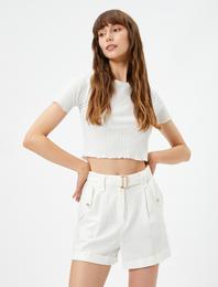 Crop Kaşkorse Tişört Bisiklet Yaka