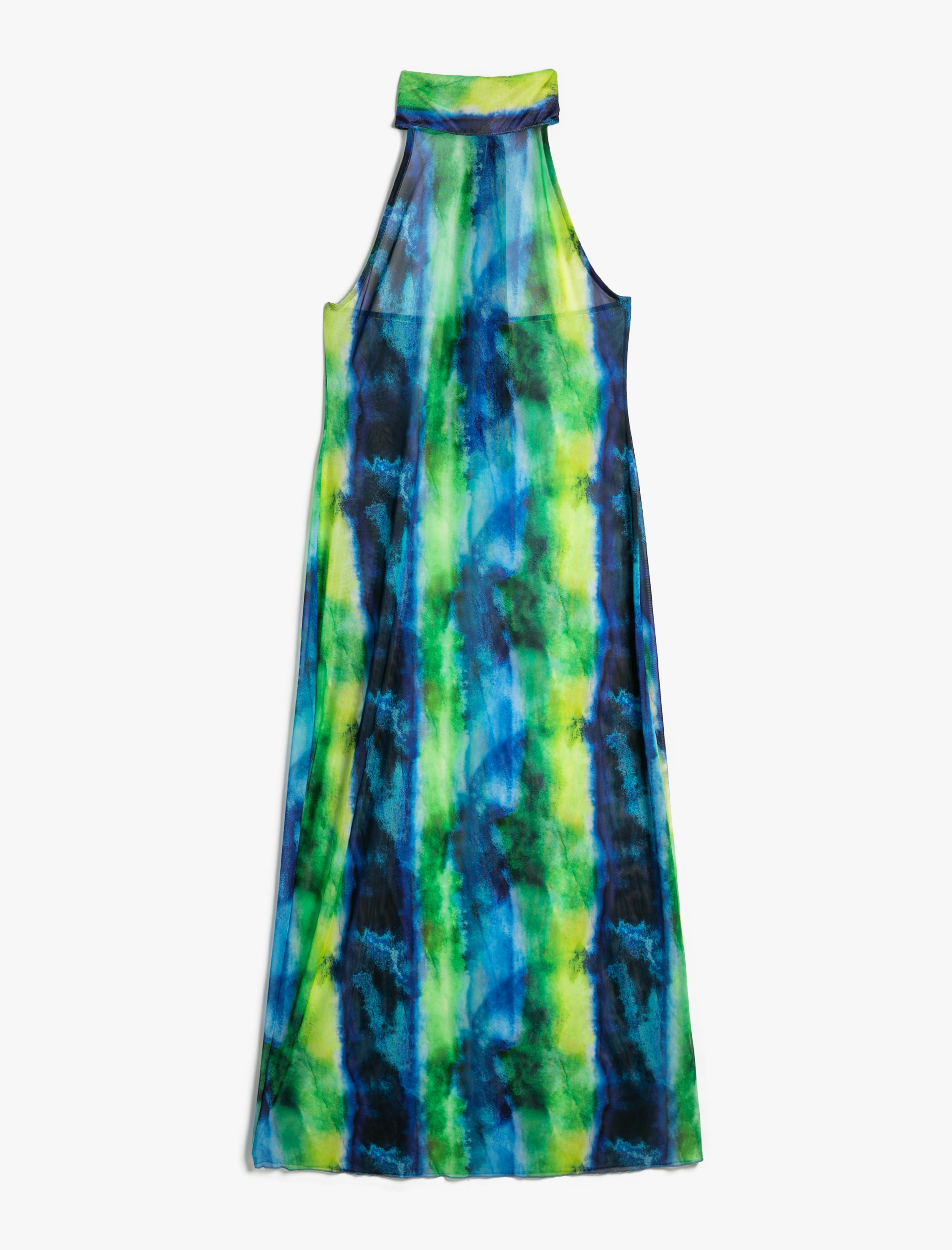   Şifon Plaj Elbisesi Halter Yaka Batik Desenli