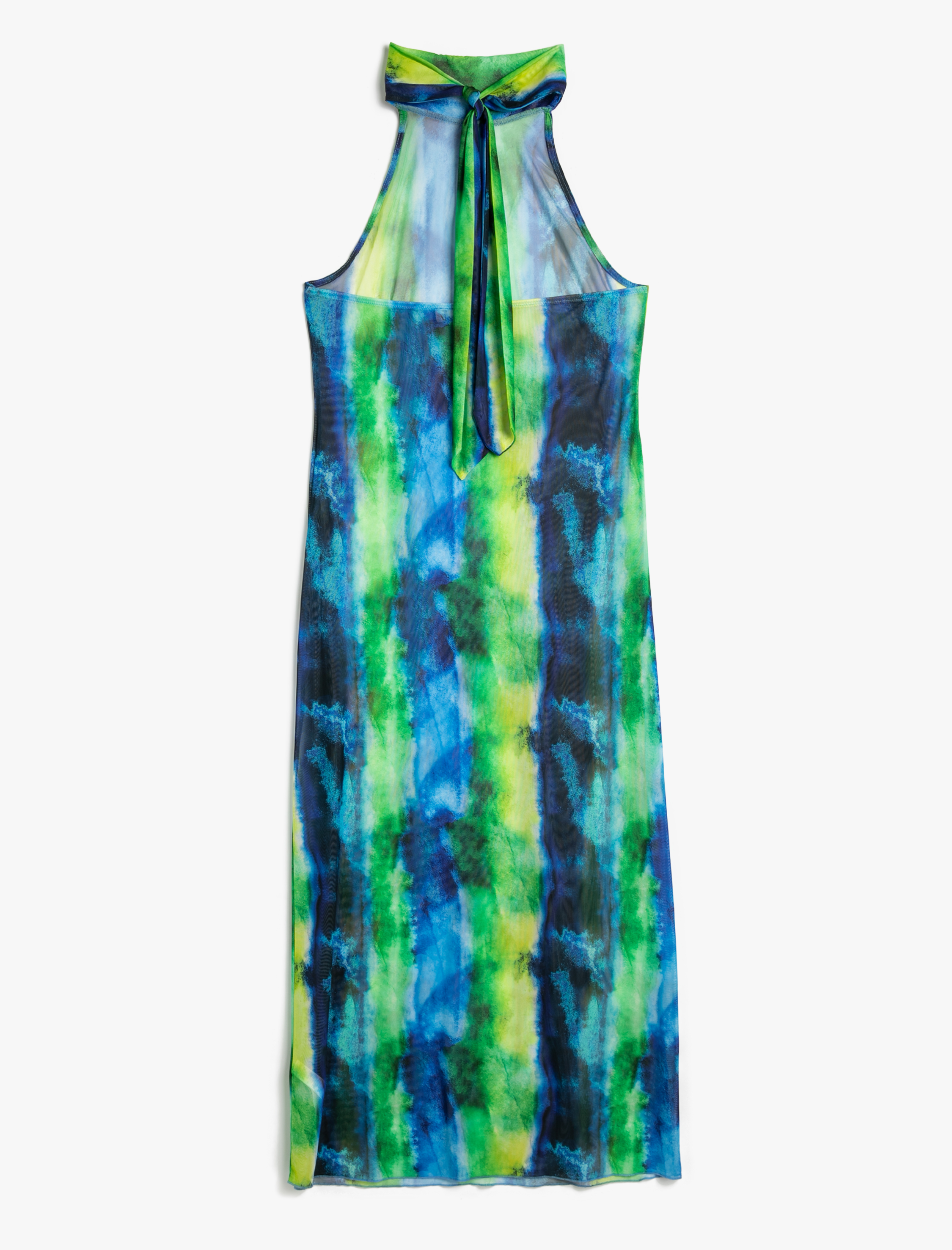   Şifon Plaj Elbisesi Halter Yaka Batik Desenli