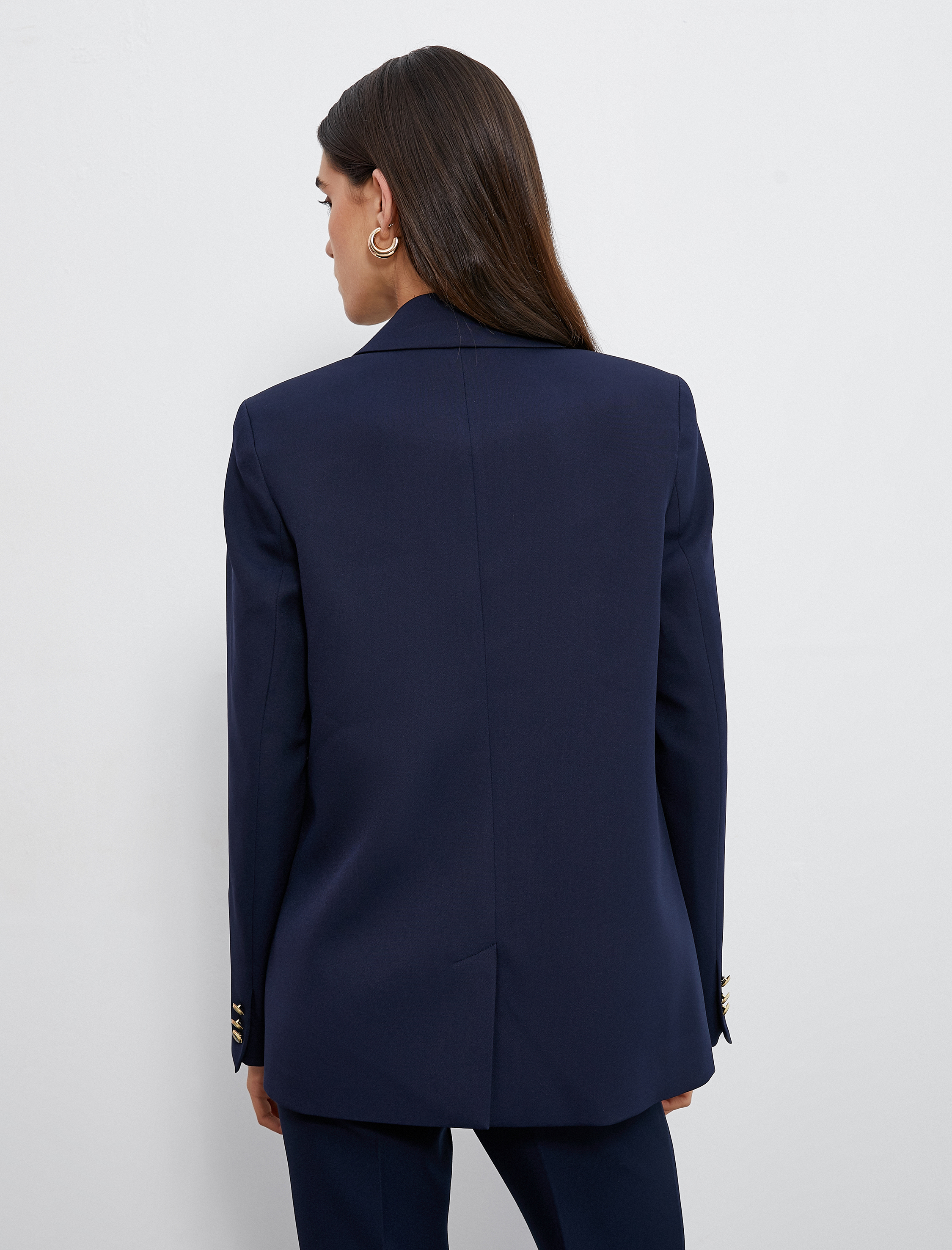   Kruvaze Blazer Ceket Goldu Düğmeli Kapaklı Cep Detaylı