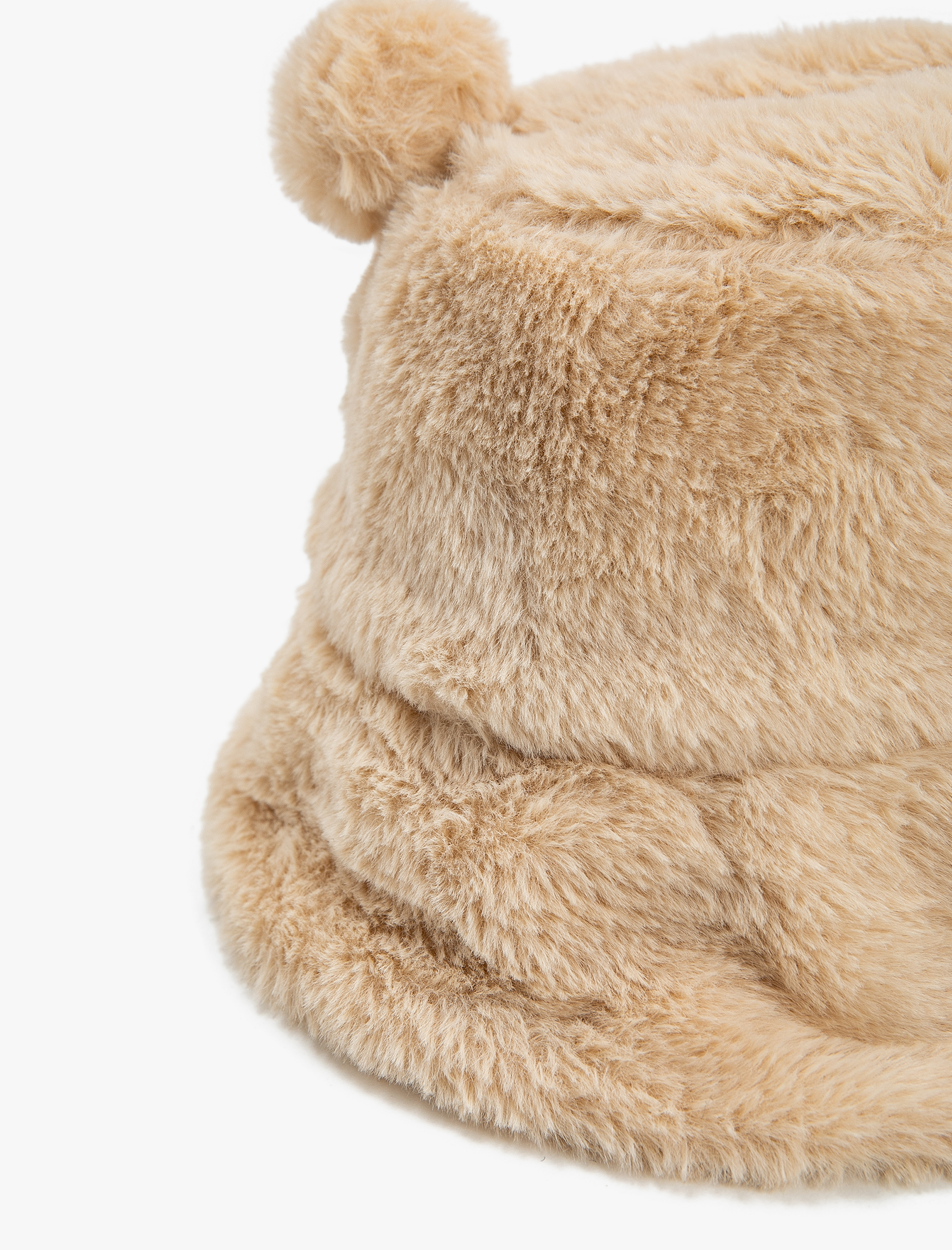 Kız Çocuk Peluş Bucket Şapka Ponpon Detaylı