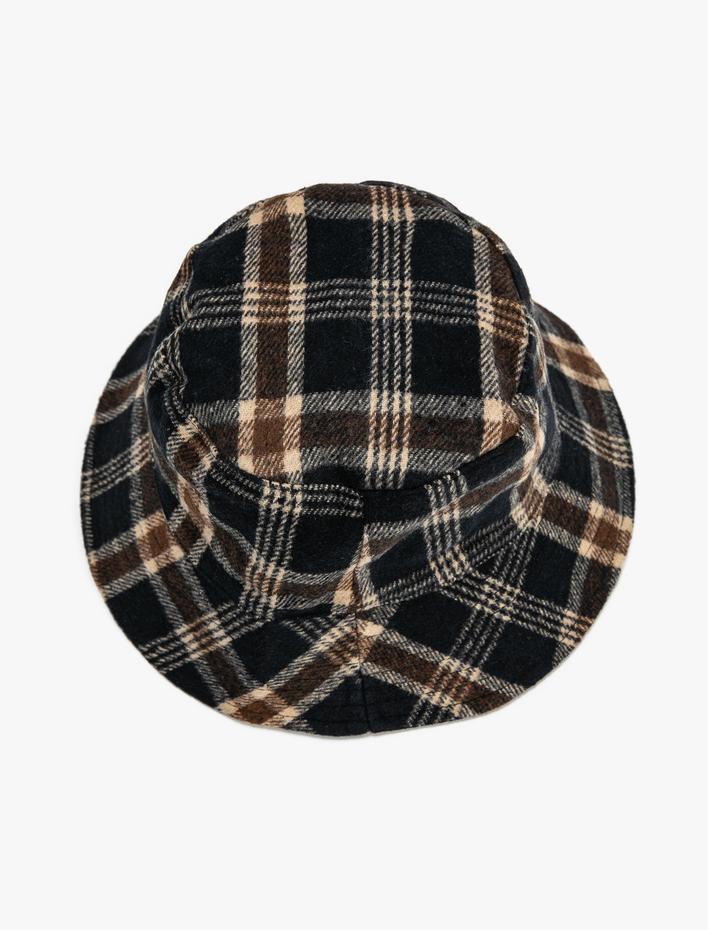 Erkek Bucket Şapka Ekose Desenli