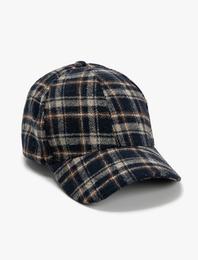 Kep Şapka Ekose Desenli Yün Karışımlı