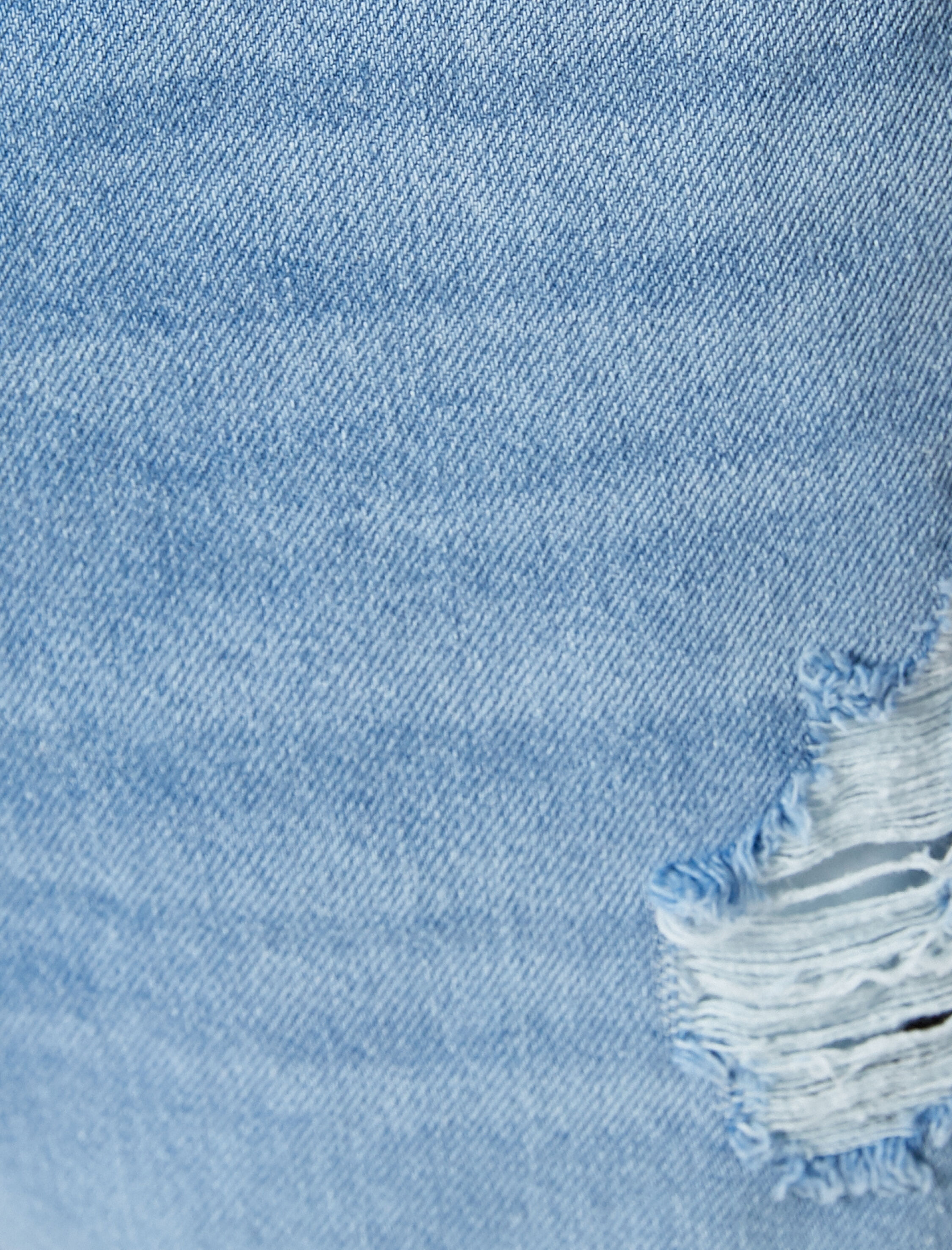   Yırtık Kot Şort Bermuda Düğme Detaylı Cepli