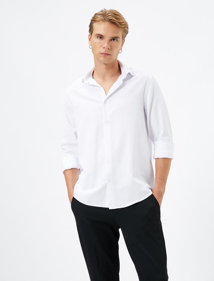  Basic Gömlek Klasik Yaka Düğmeli Uzun Kollu Non Iron