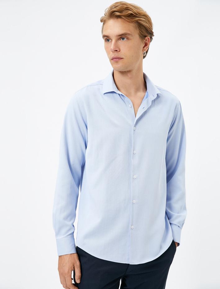  Basic Gömlek Klasik Yaka Düğmeli Uzun Kollu Non Iron