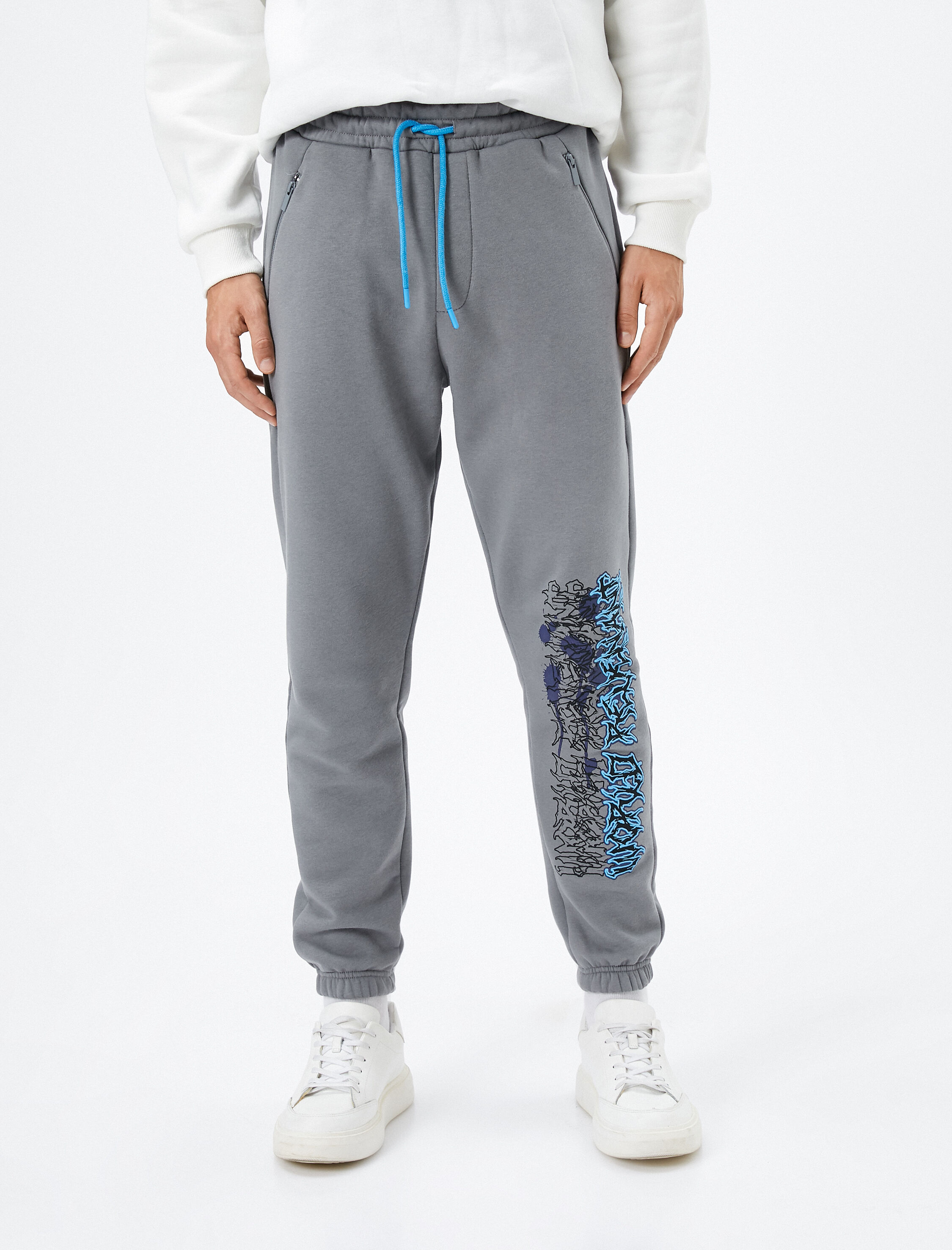   Jogger Eşofman Altı Uzak Doğu Baskılı Beli Bağcıklı Cepli Şardonlu