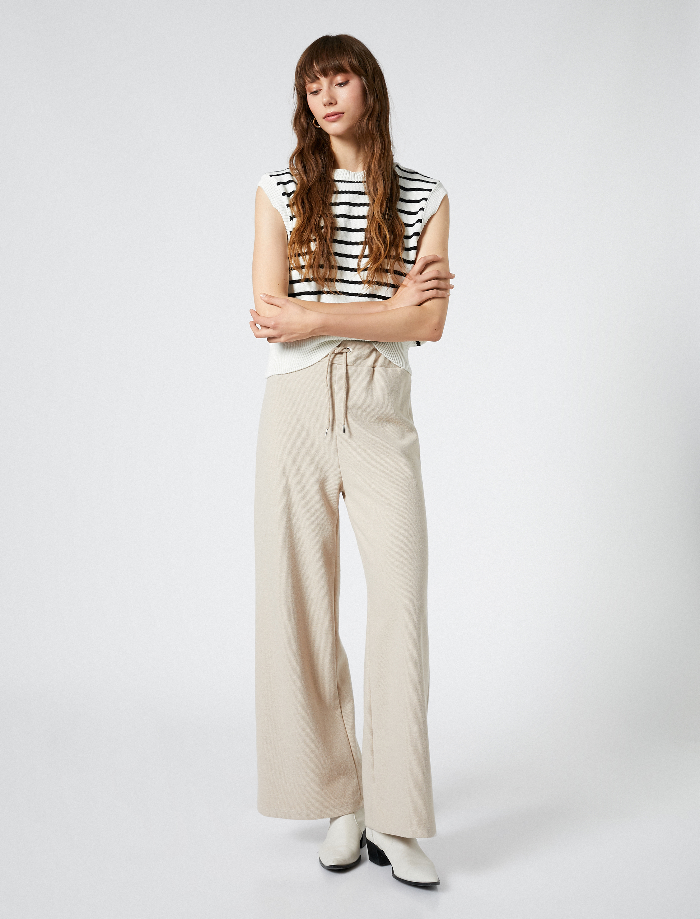   Bol Paça Eşofman Altı Beli Bağcıklı Fitilli