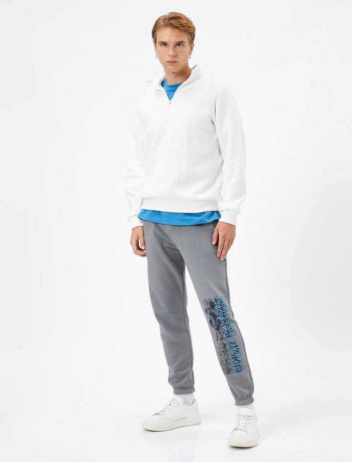  Jogger Eşofman Altı Uzak Doğu Baskılı Beli Bağcıklı Cepli Şardonlu