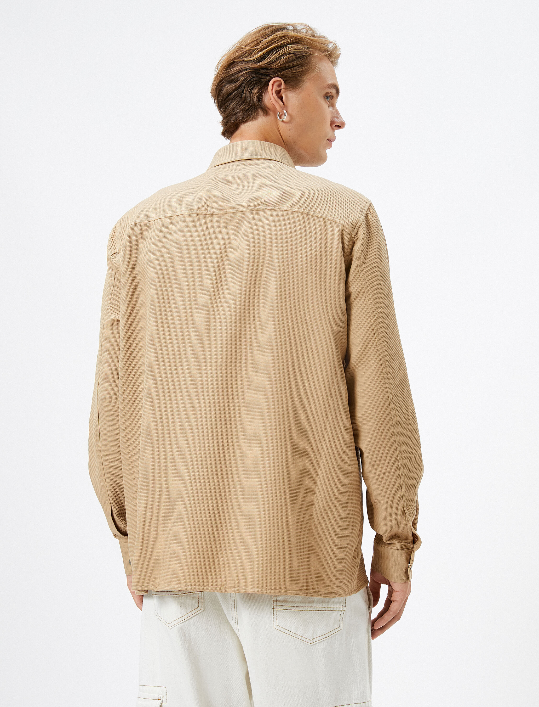   Spor Gömlek Cep Detaylı Çıtçıt Düğmeli Klasik Yaka Uzun Kollu