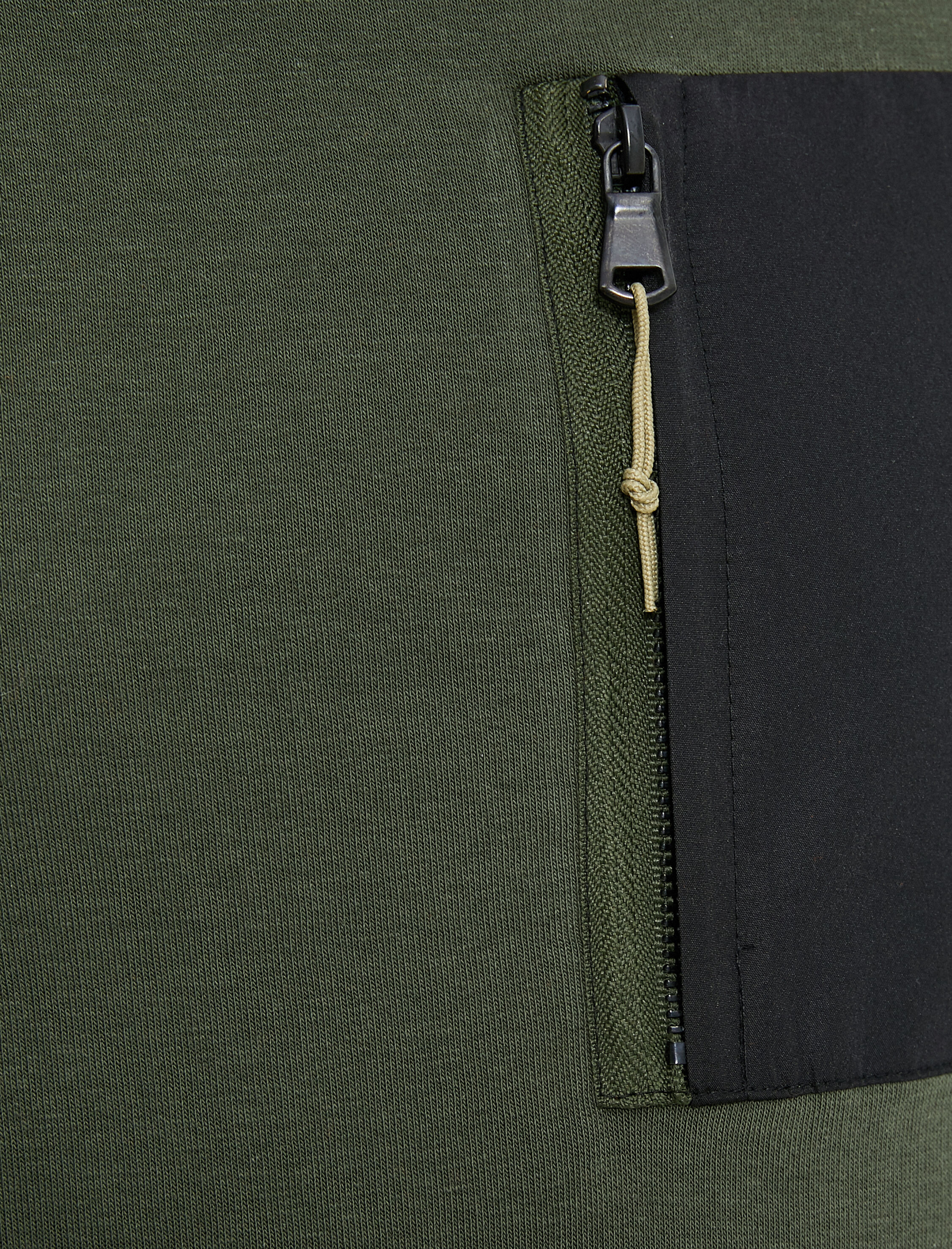   Bisiklet Yaka Sweatshirt Fermuarlı Cep Detaylı Ribanalı Şardonlu