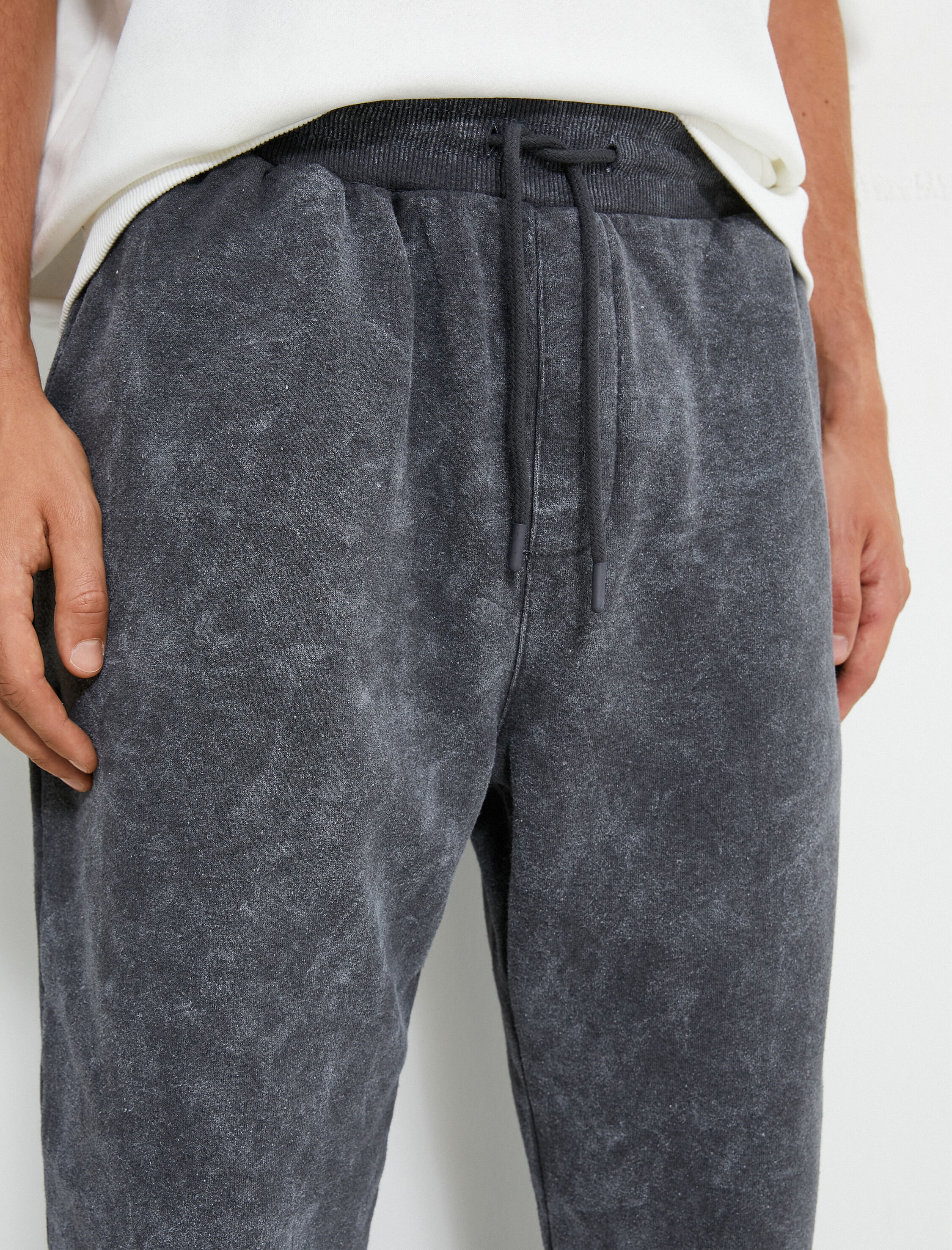 Jogger Eşofman Altı Yıkamalı Beli Bağcıklı Cepli