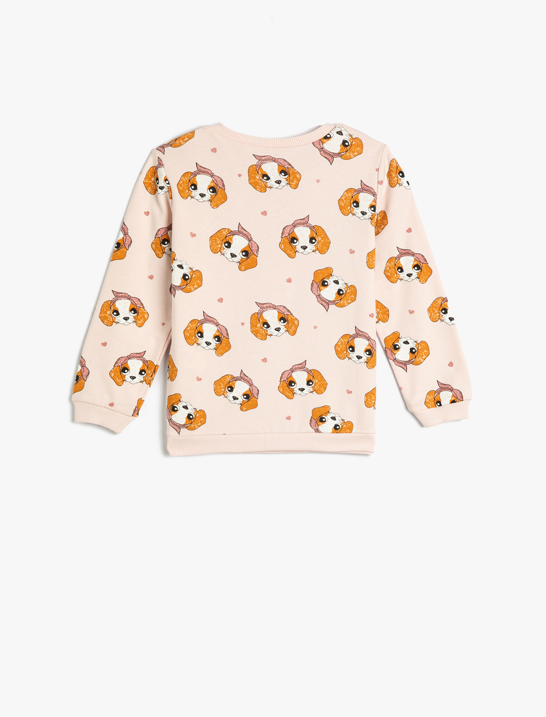  Kız Bebek Sweatshirt Köpek Baskılı Bisiklet Yaka Pamuklu Şardonlu
