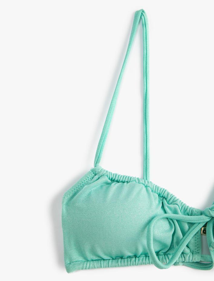  Bikini Üstü Pencere Detaylı Büzgülü Bağlama Detaylı İnce Askılı
