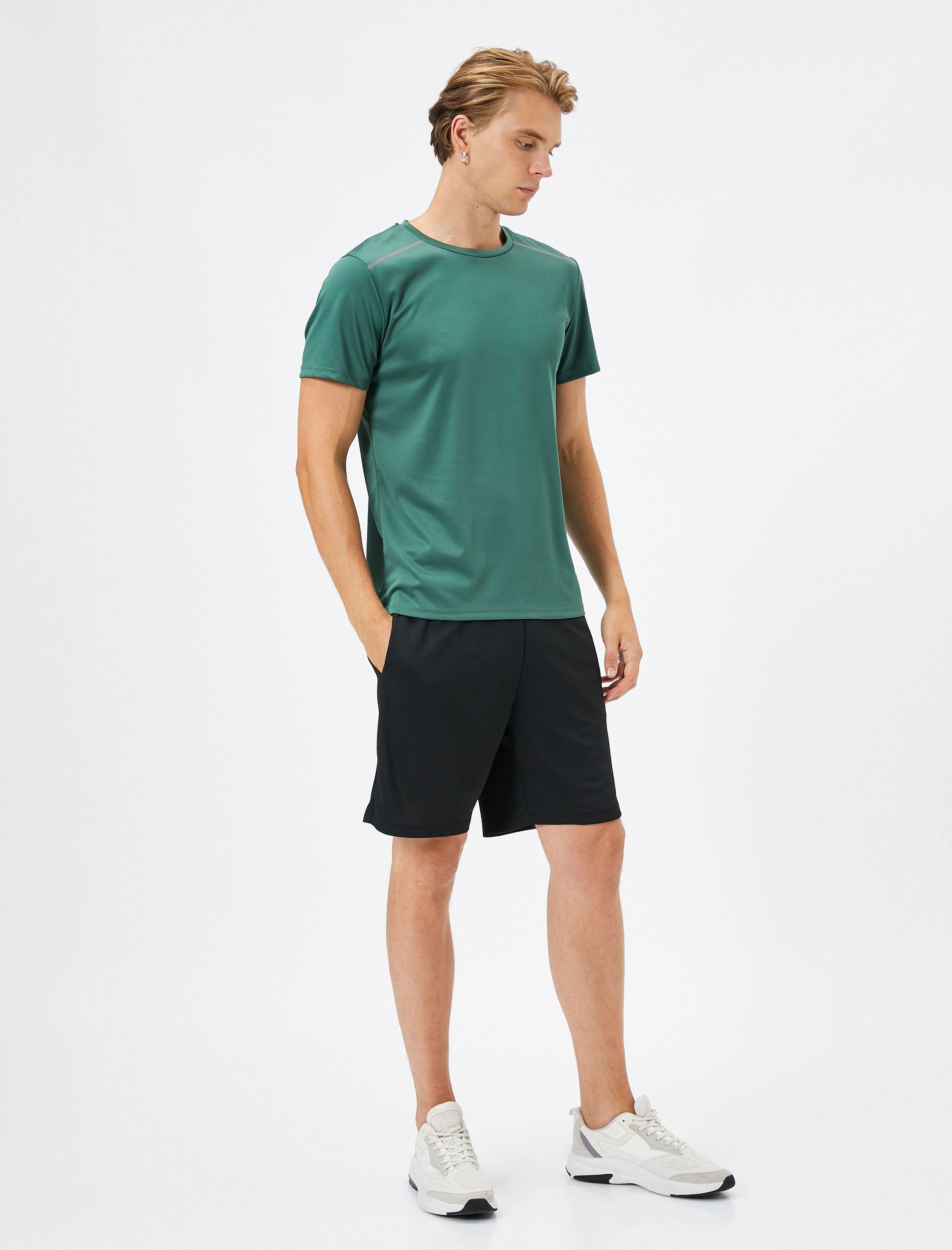   Basic Spor Tişört Reflektör Baskılı Bisiklet Yaka Kısa Kollu