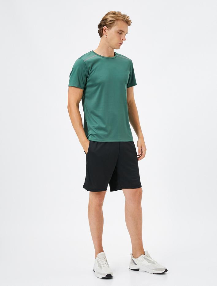  Basic Spor Tişört Reflektör Baskılı Bisiklet Yaka Kısa Kollu