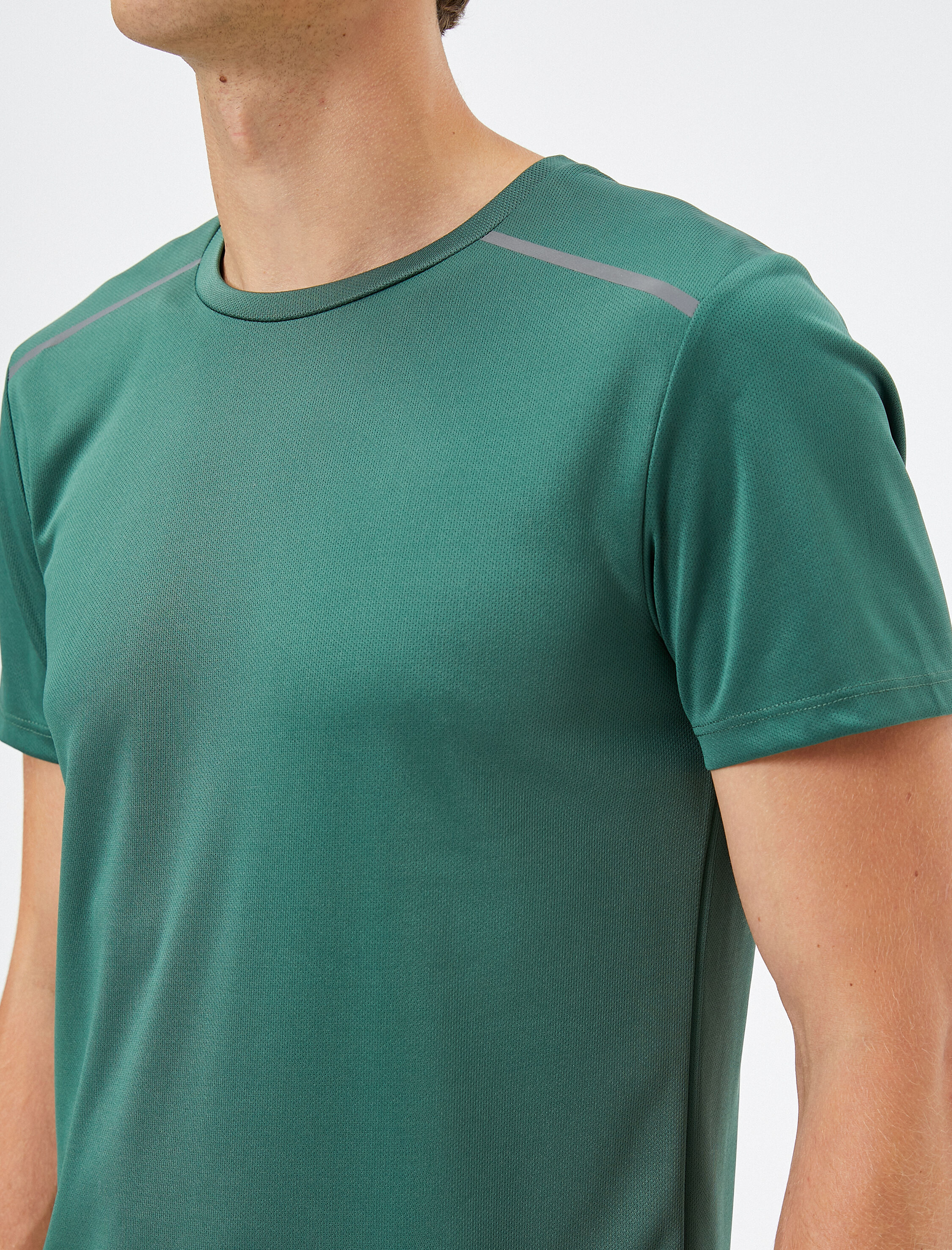   Basic Spor Tişört Reflektör Baskılı Bisiklet Yaka Kısa Kollu