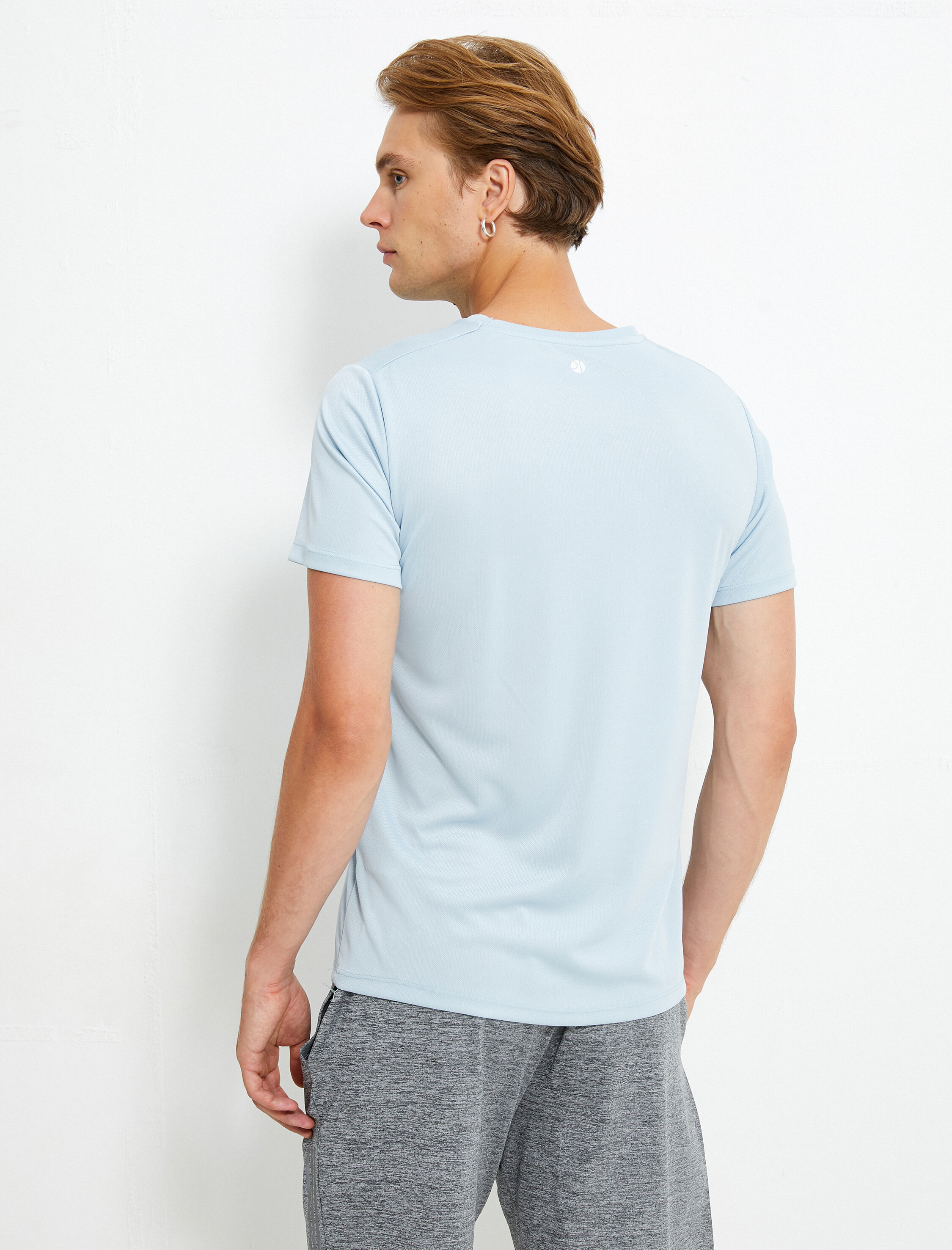   Basic Spor Tişört Reflektör Baskılı Bisiklet Yaka Kısa Kollu