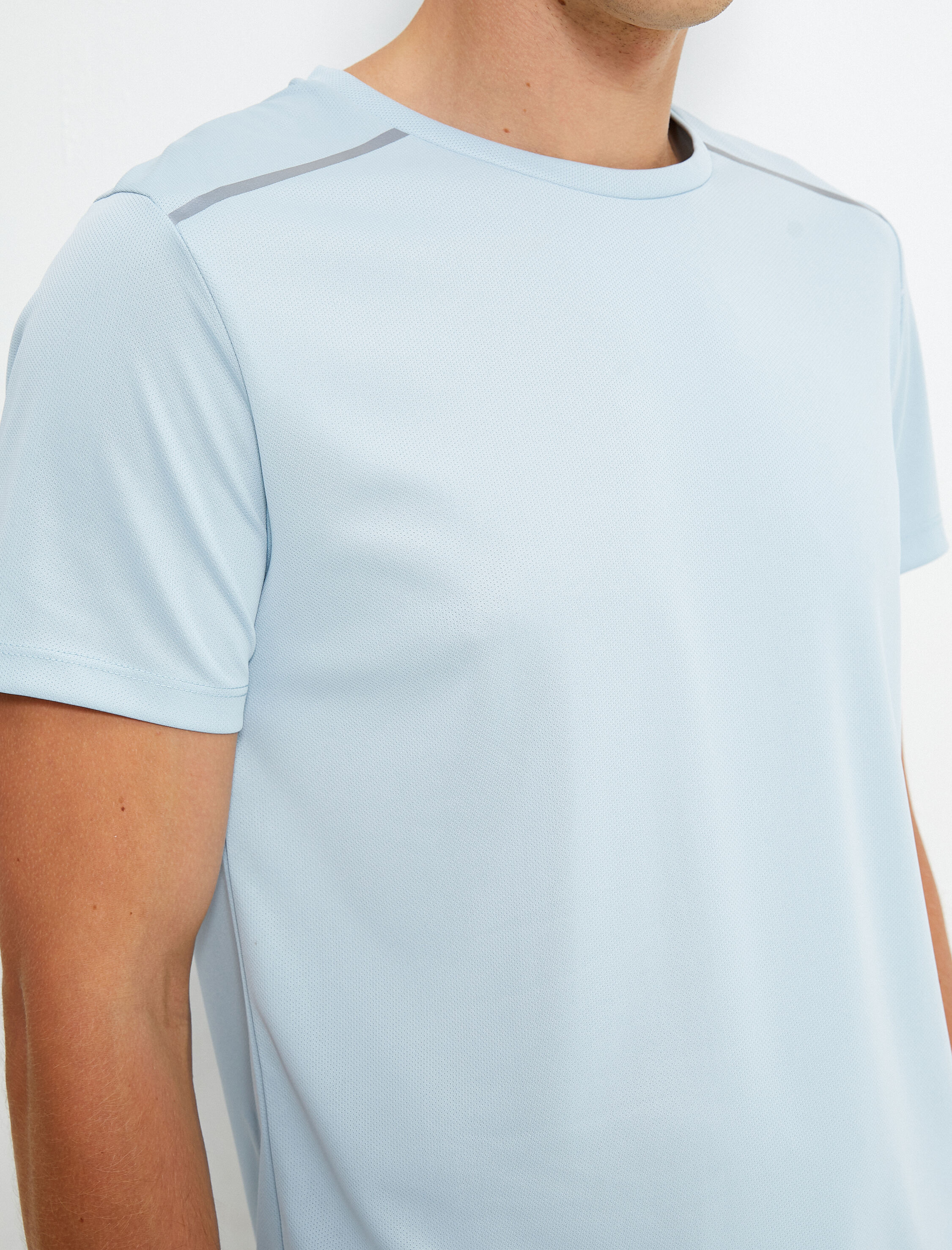   Basic Spor Tişört Reflektör Baskılı Bisiklet Yaka Kısa Kollu