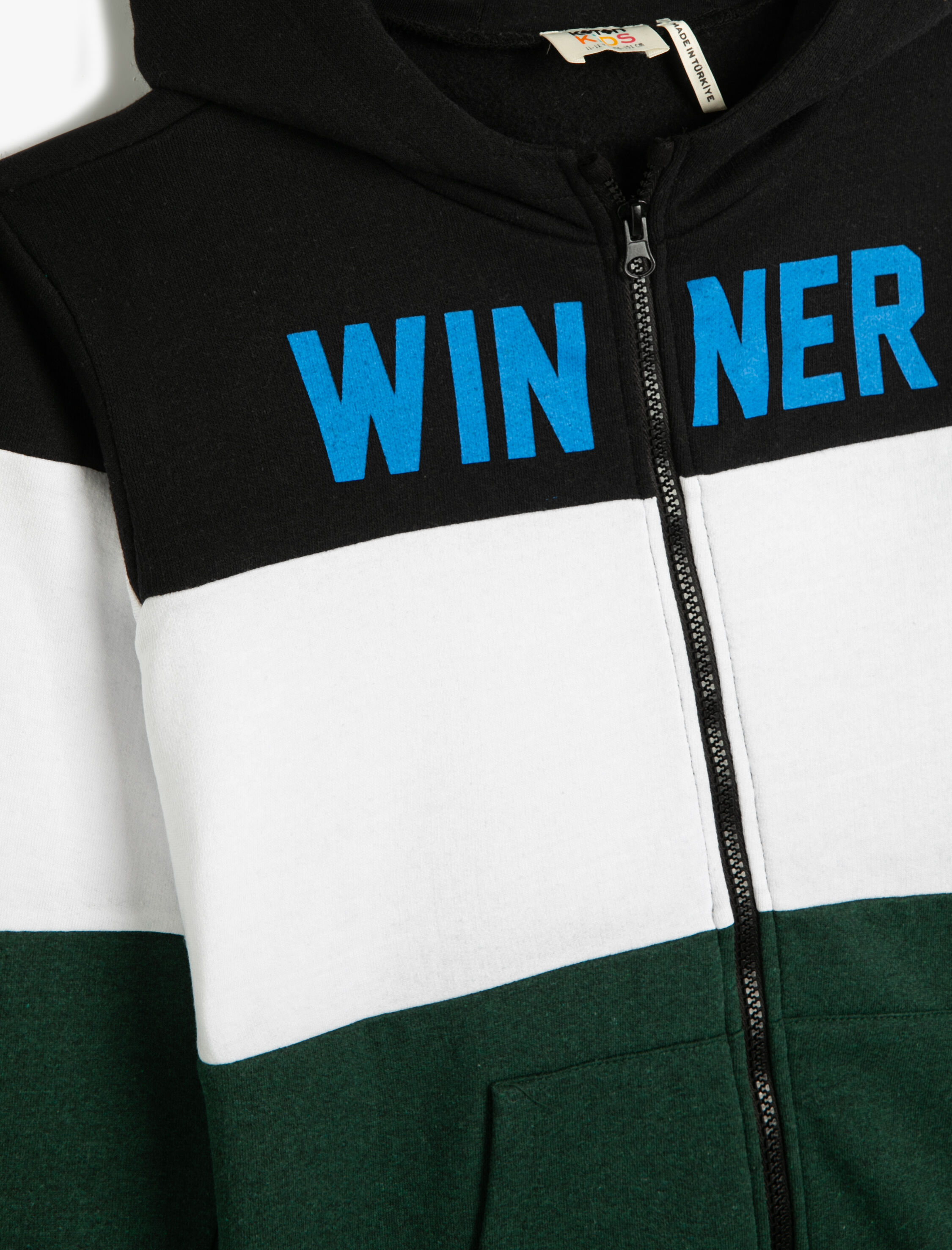  Erkek Çocuk Fermuarlı Kapşonlu Sweat Renk Bloklu Şardonlu Cepli