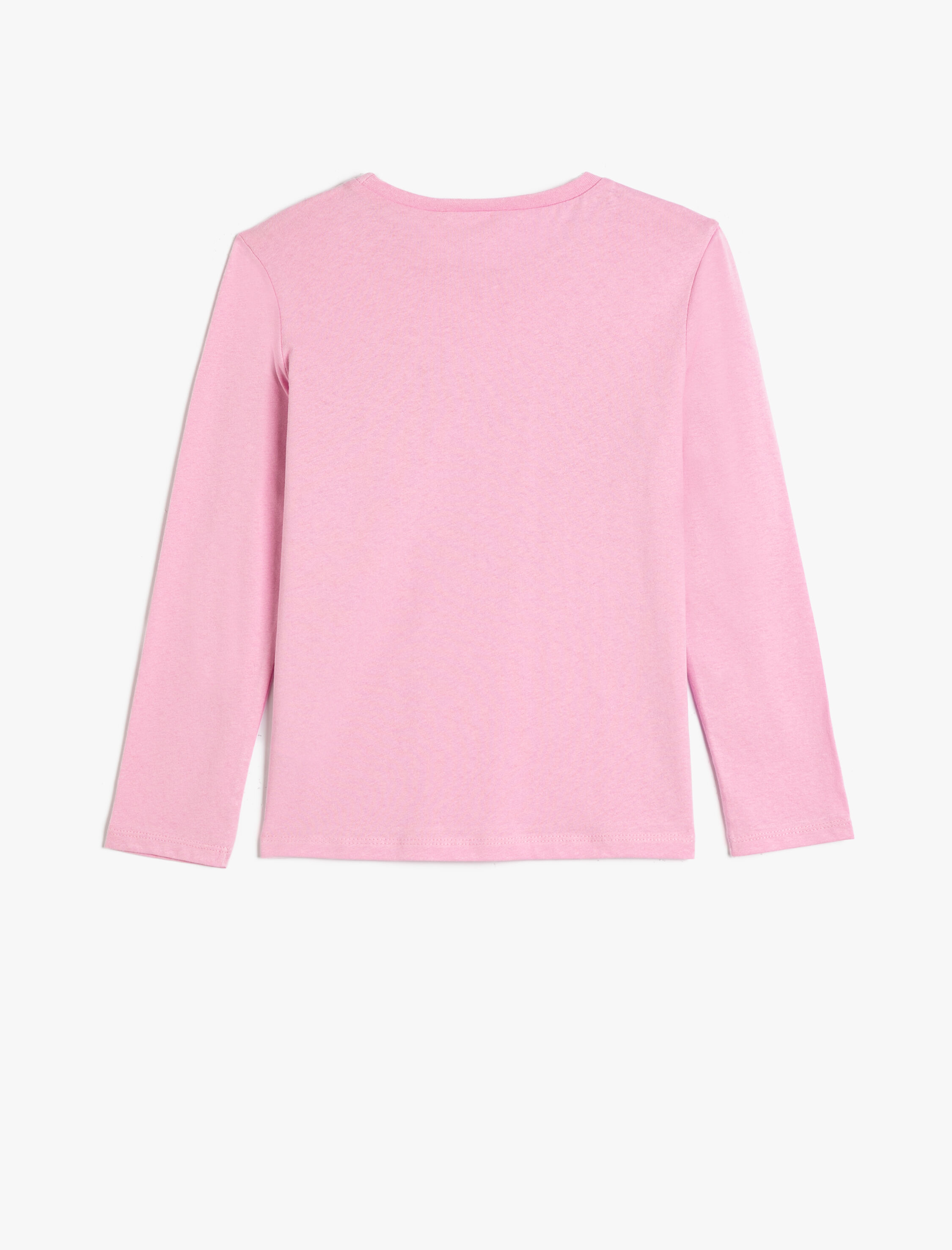  Kız Çocuk Tişört Uzun Kollu Bisiklet Yaka Pamuklu Kalp Baskılı