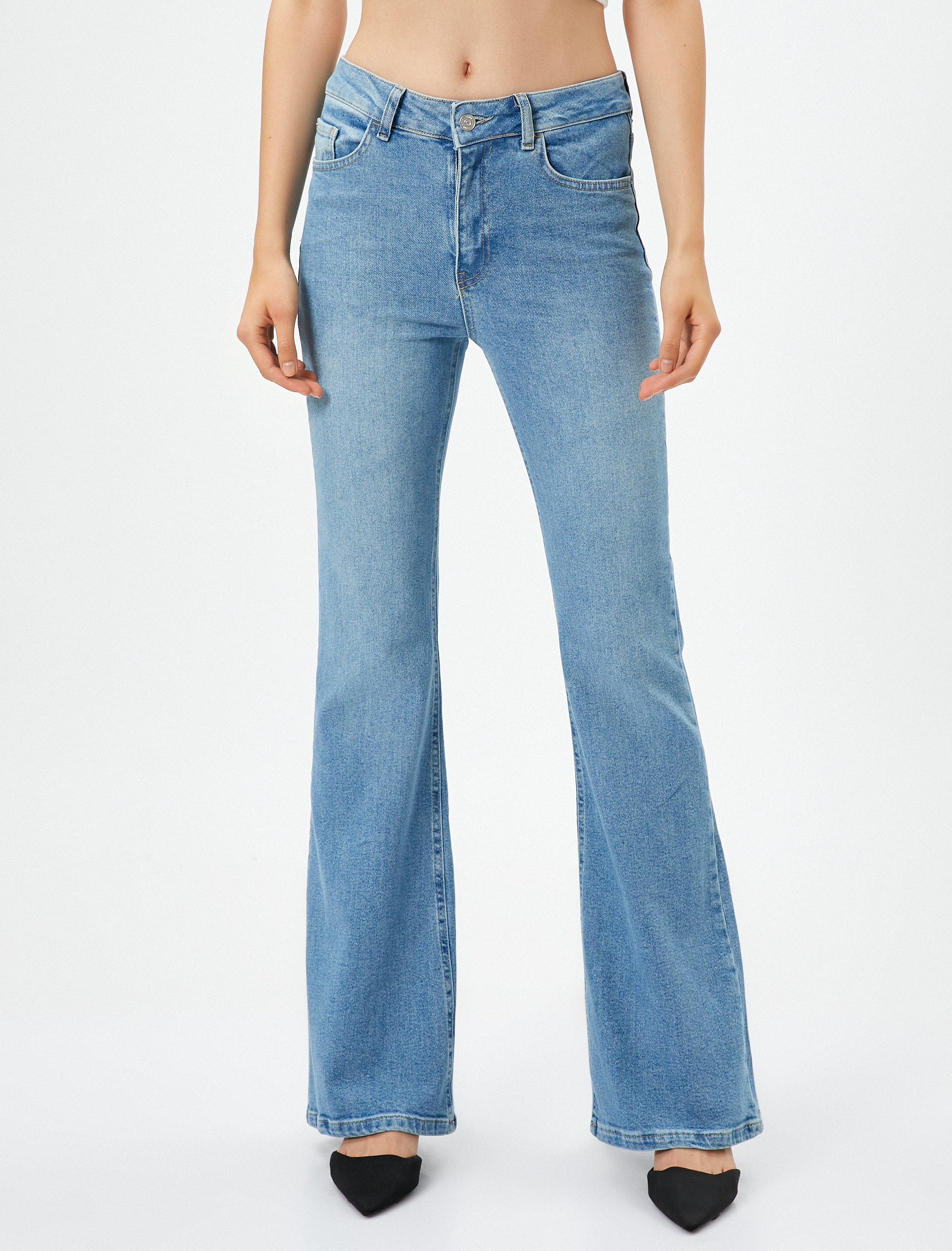   Yüksek Bel Kot Pantolon - Flare Fit Jean