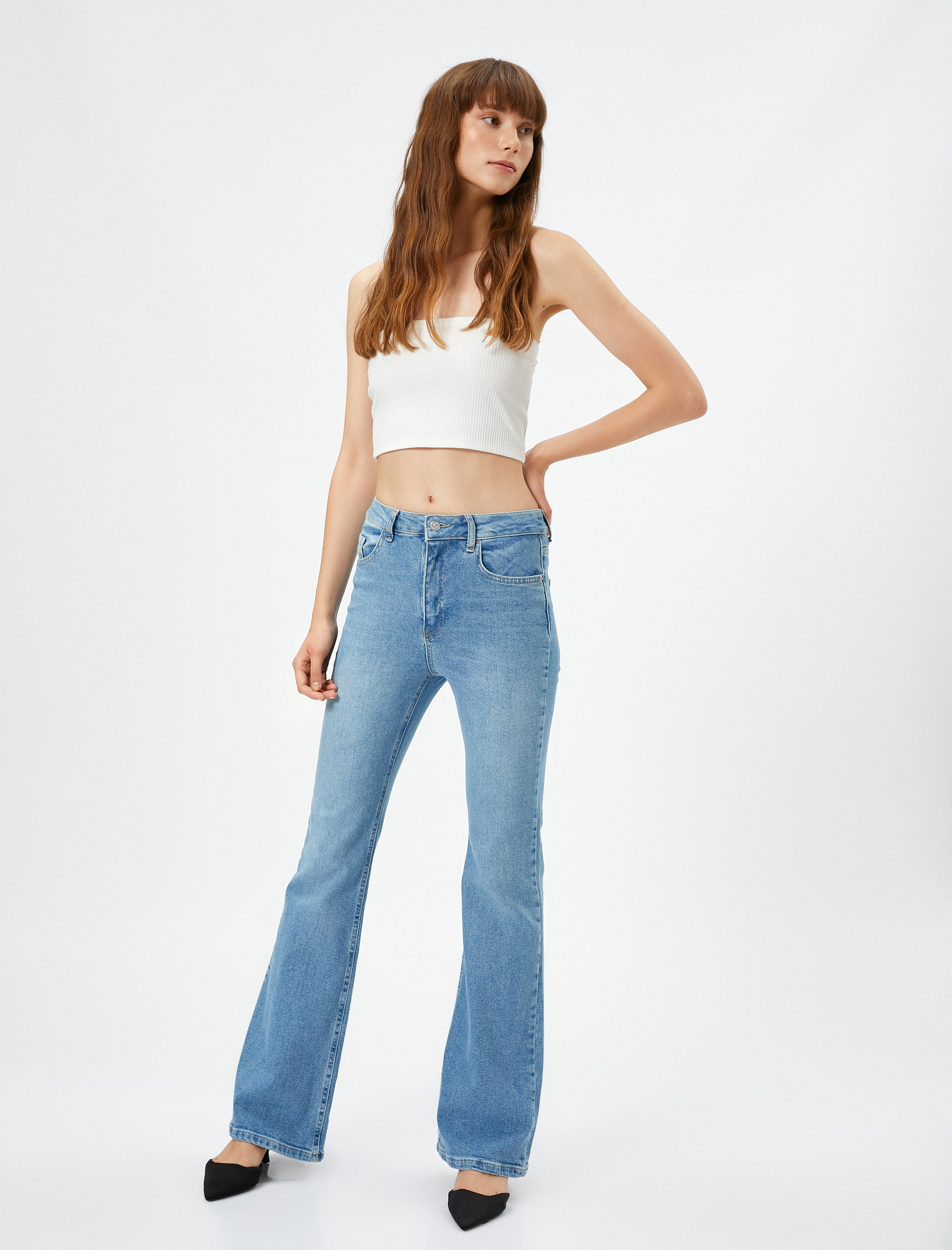  Yüksek Bel Kot Pantolon - Flare Fit Jean