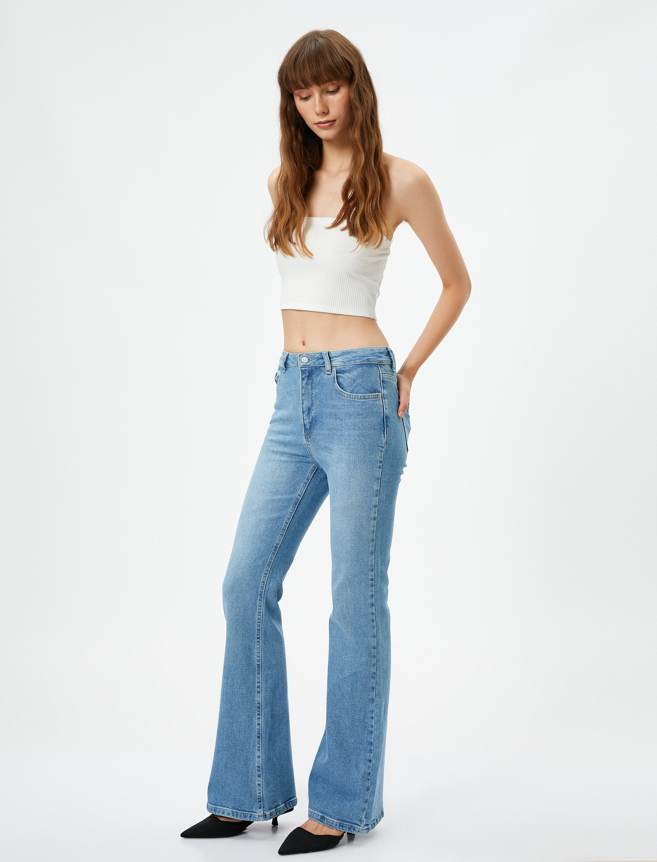   Yüksek Bel Kot Pantolon - Flare Fit Jean