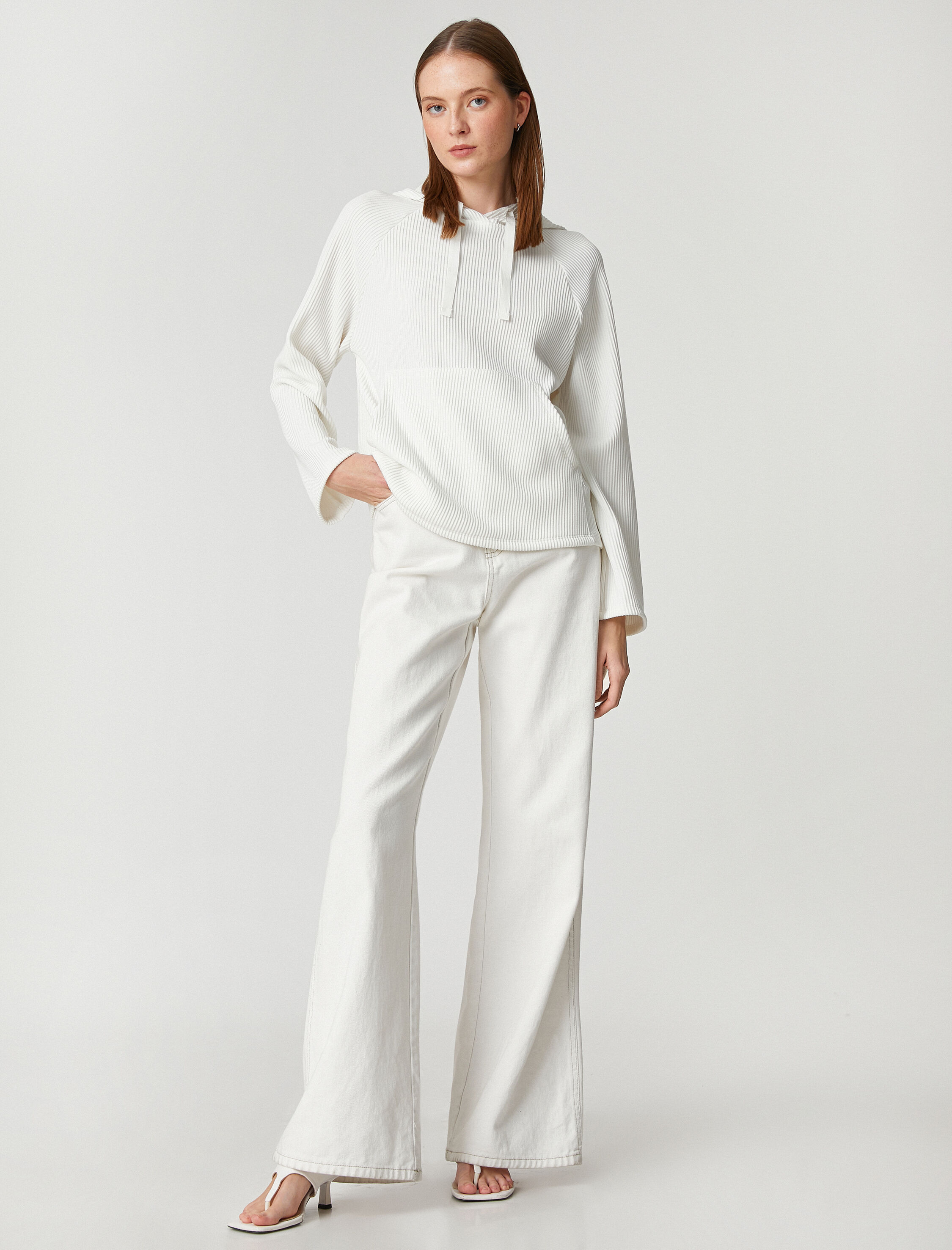   Kapüşonlu Sweatshirt Fitilli Kanguru Cepli