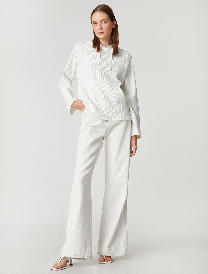  Kapüşonlu Sweatshirt Fitilli Kanguru Cepli