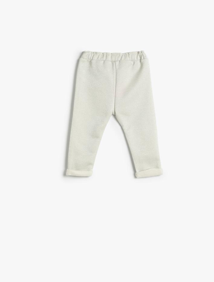 Kız Bebek Eşofman Altı Beli Lastikli Şardonlu Fiyonk Detaylı