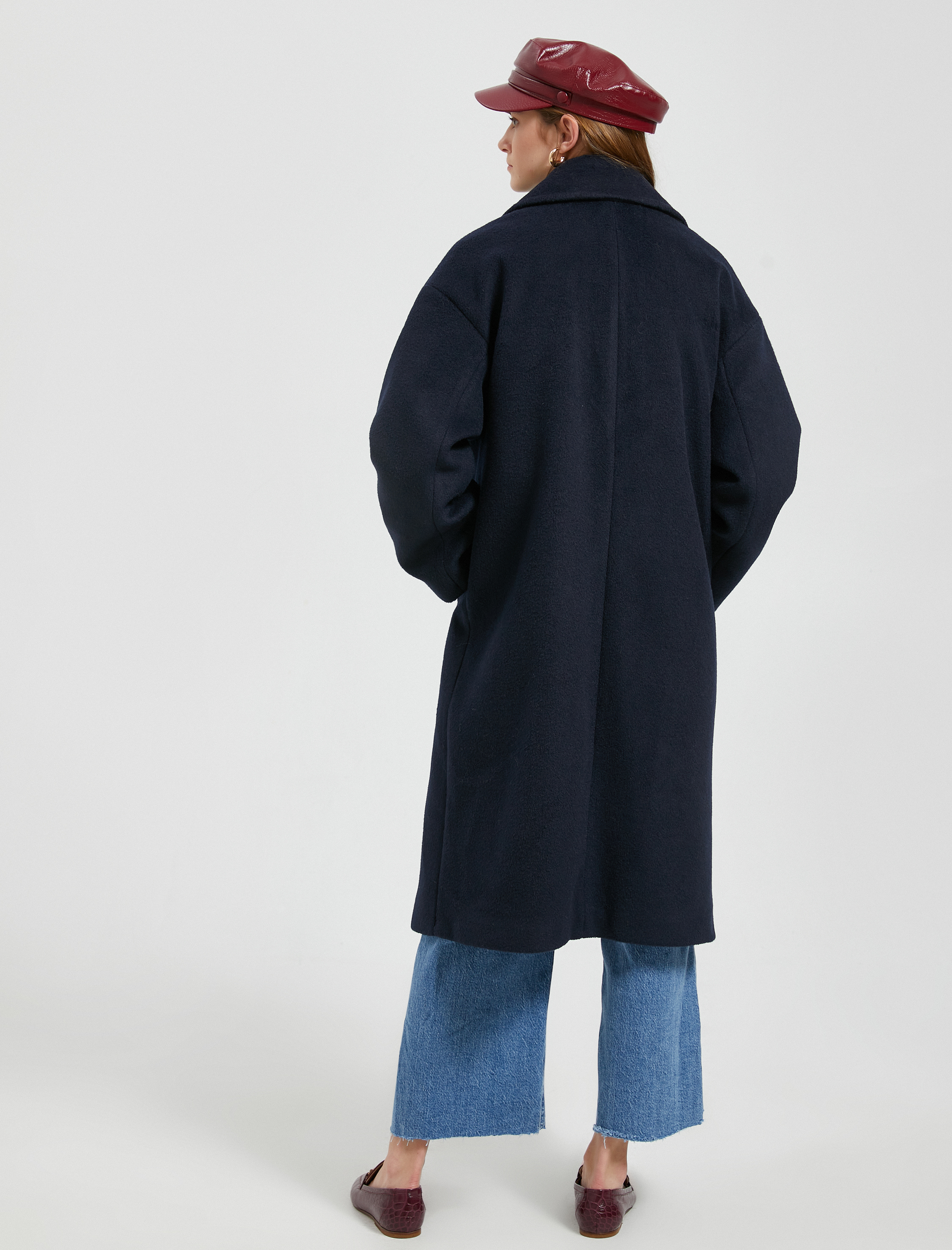   Kaşe Kaban Kruvaze Kapama Düğmeli Cep Detaylı