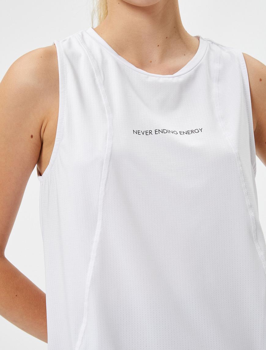   Spor Atlet Slogan Baskılı Kolsuz Rahat Kesim