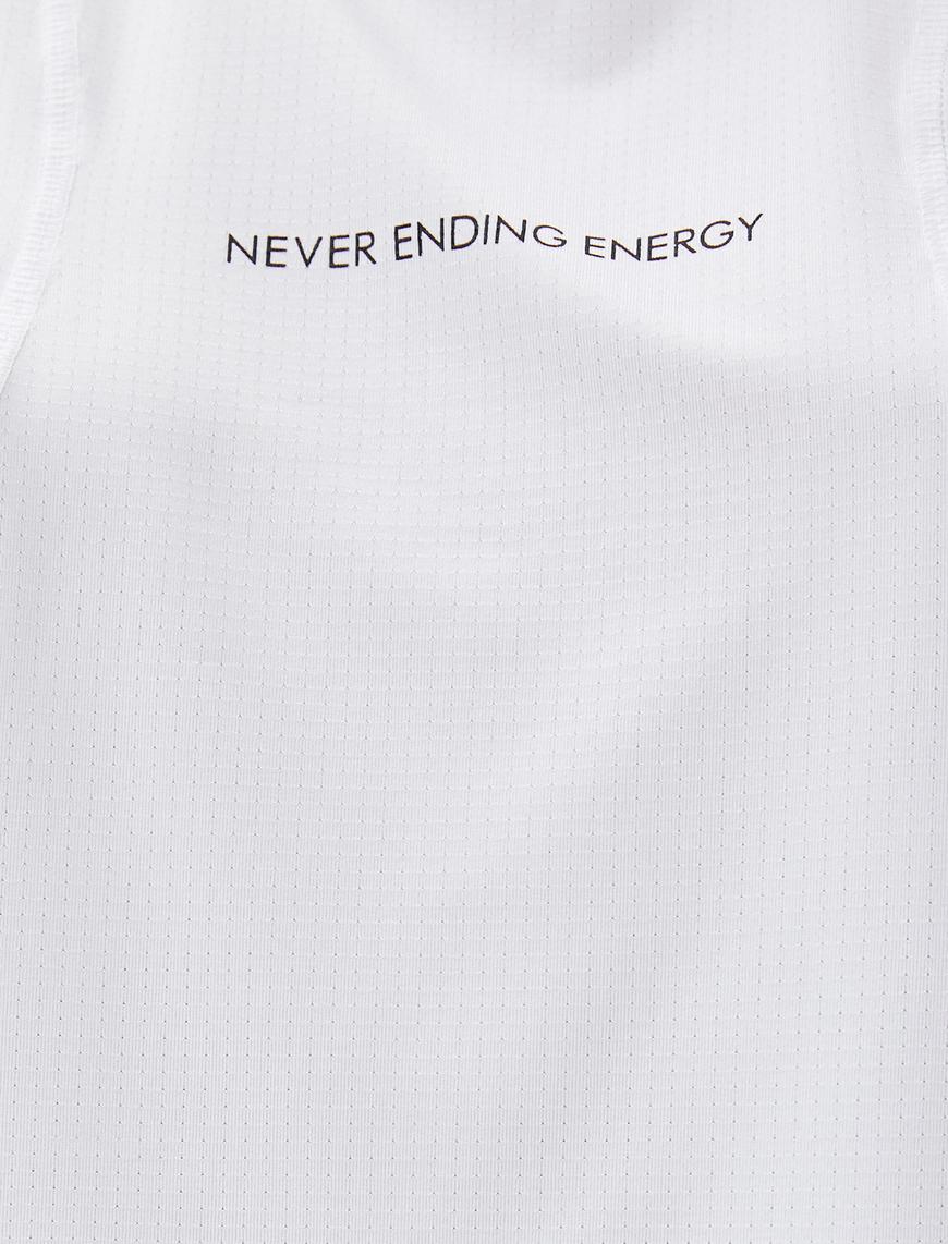   Spor Atlet Slogan Baskılı Kolsuz Rahat Kesim