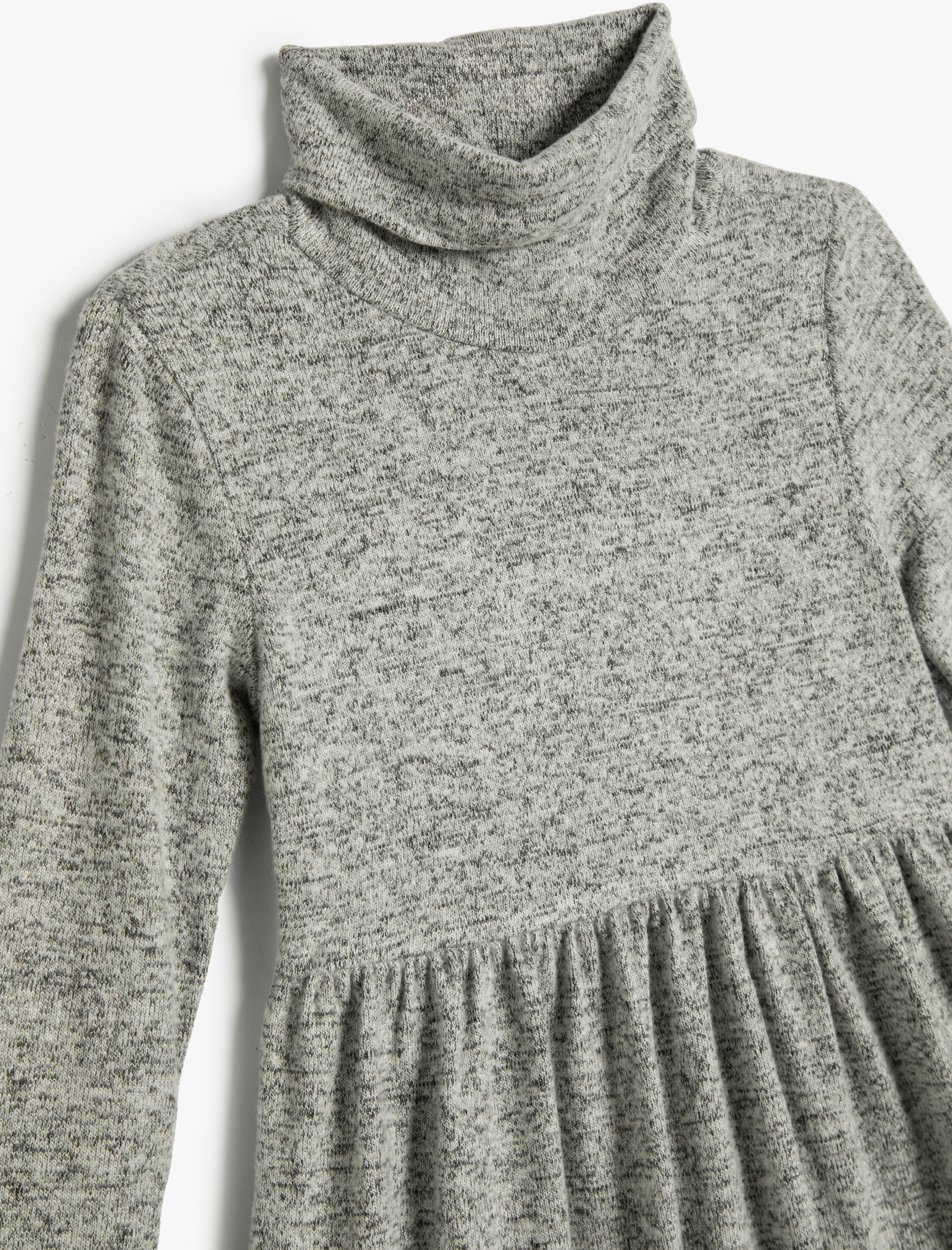  Kız Çocuk Elbise Balıkçı Yaka Uzun Kollu Midi Boy Yumuşak Dokulu