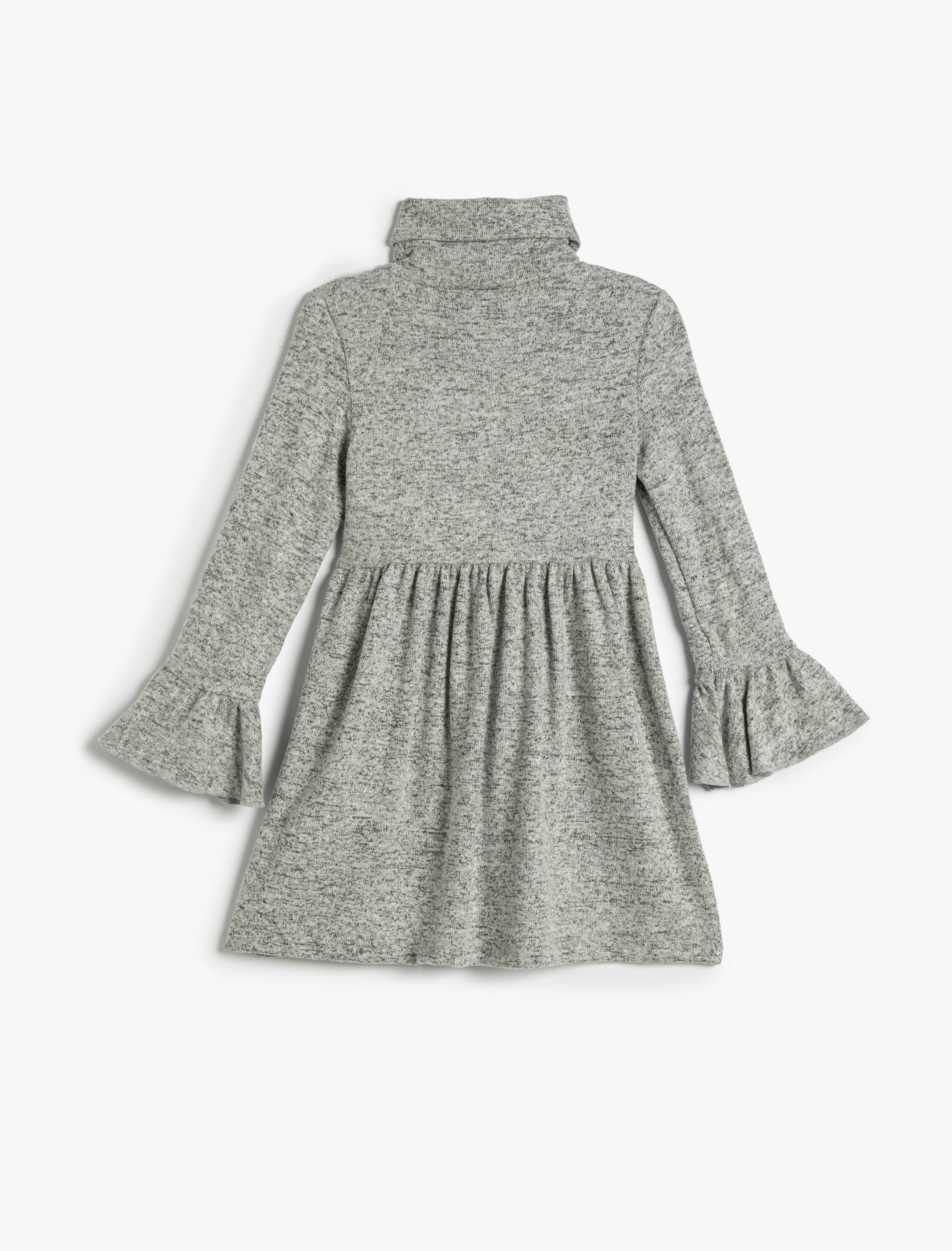  Kız Çocuk Elbise Balıkçı Yaka Uzun Kollu Midi Boy Yumuşak Dokulu