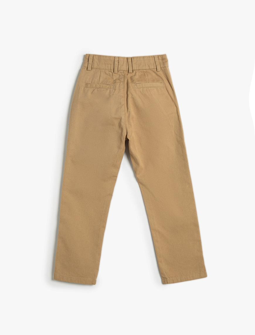  Erkek Çocuk Canvas Pantolon Cepli Normal Paça Pamuklu