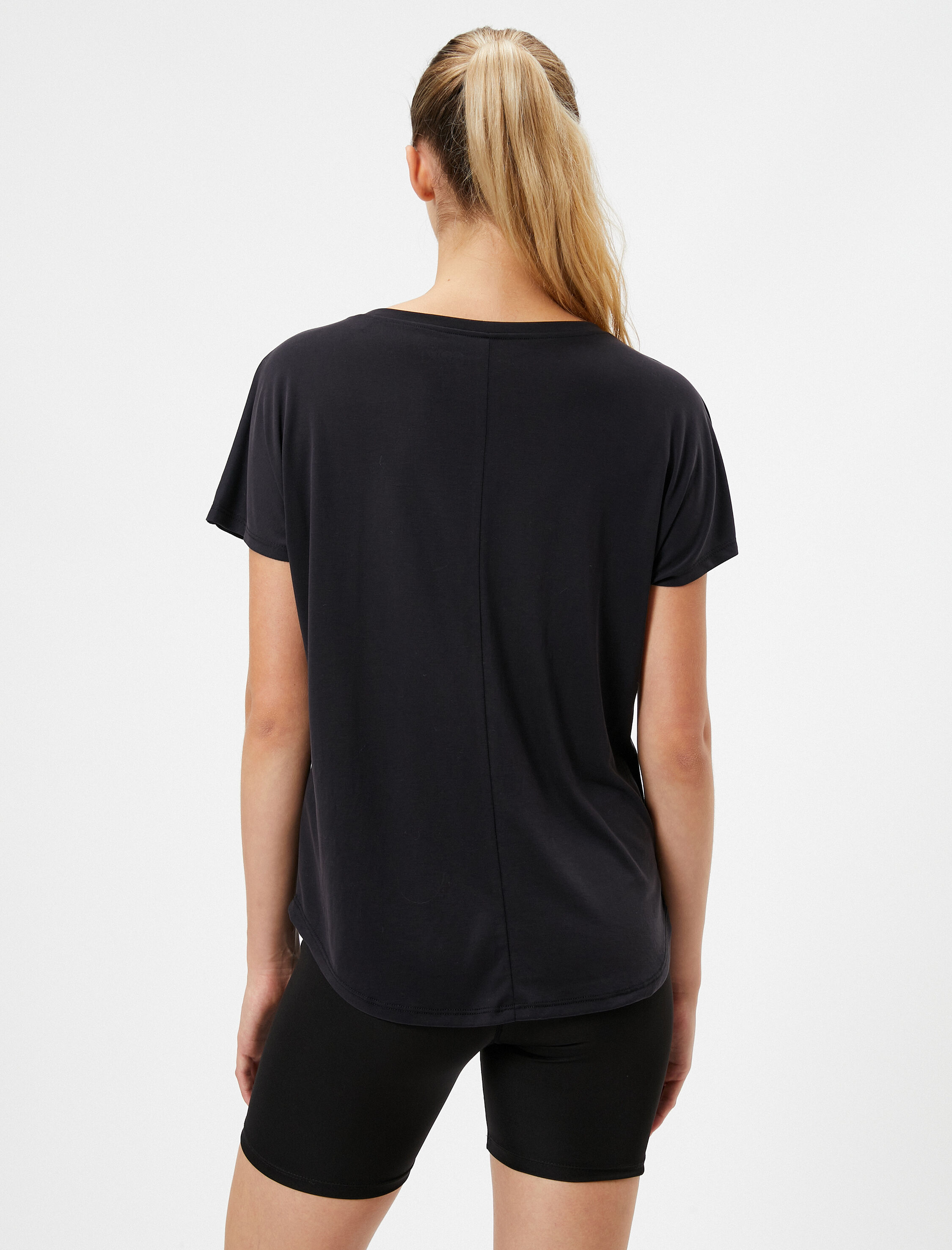   Spor Tişört Slogan Baskılı Kısa Kollu Bisiklet Yaka Modal Karışımlı