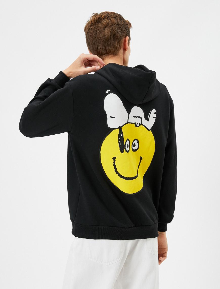   Snoopy Lisanslı Sweatshirt Oversize Kapüşonlu İçi Polarlı