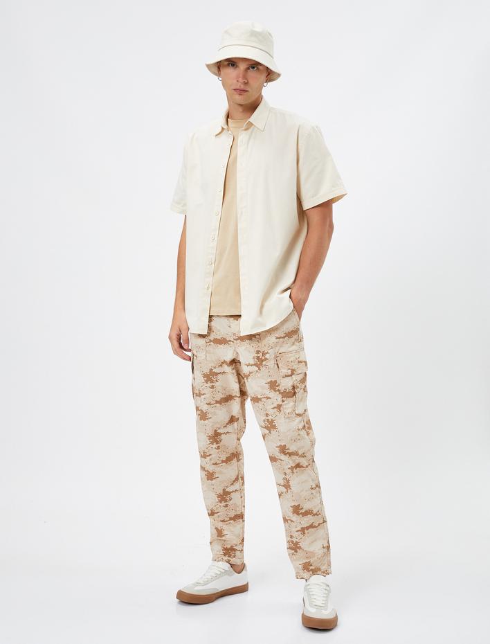  Kargo Pantolon Kamuflaj Baskılı Cep Detaylı Beli Bağcıklı