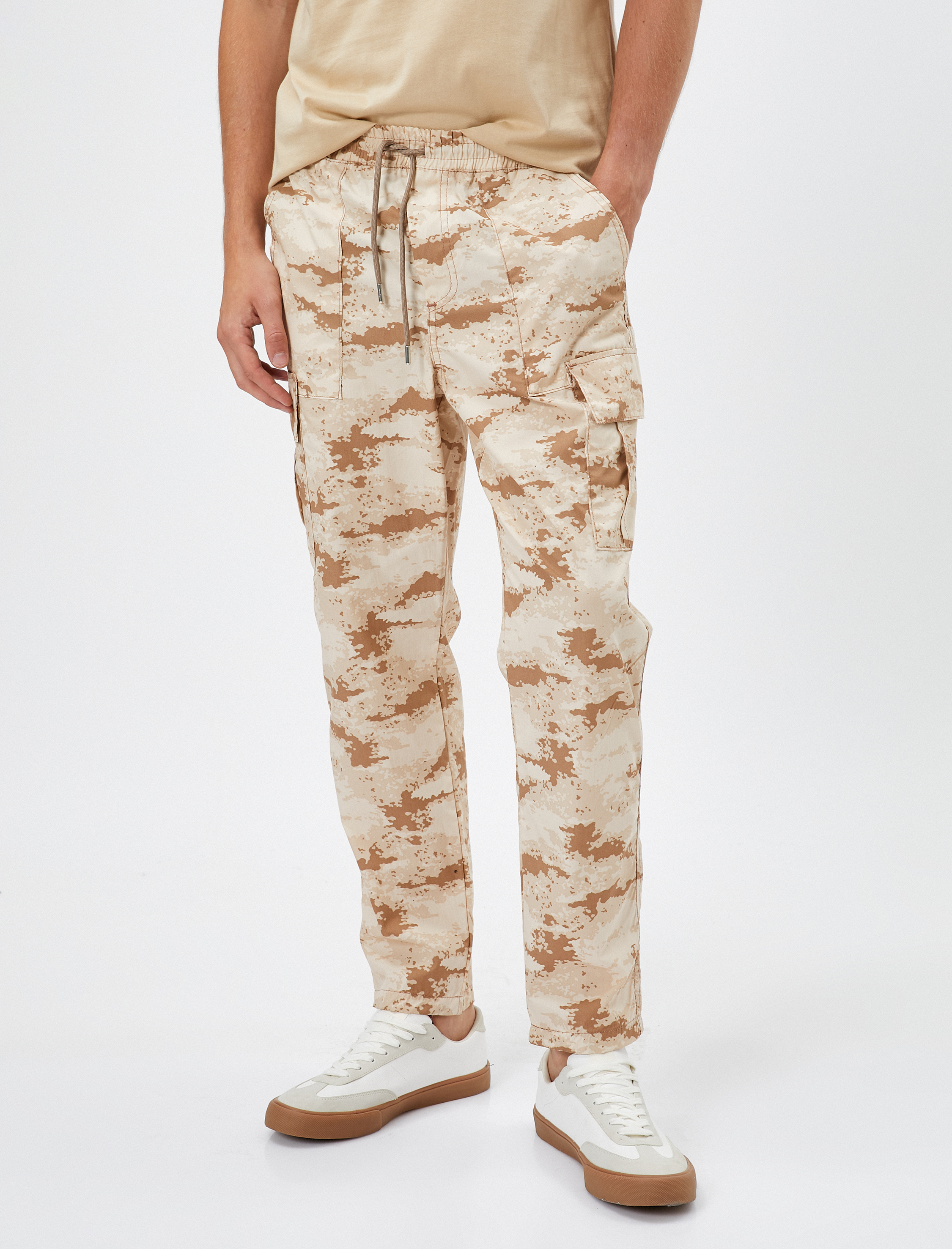   Kargo Pantolon Kamuflaj Baskılı Cep Detaylı Beli Bağcıklı