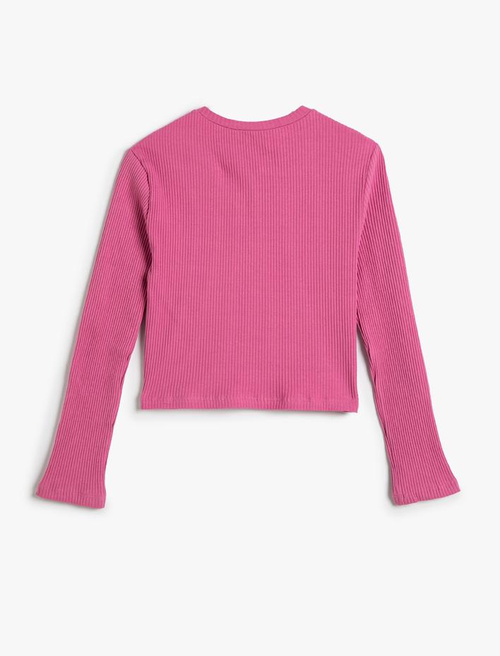 Kız Çocuk Bluz Uzun Kollu Yuvarlak Yaka Pencere Detaylı Kaşkorse