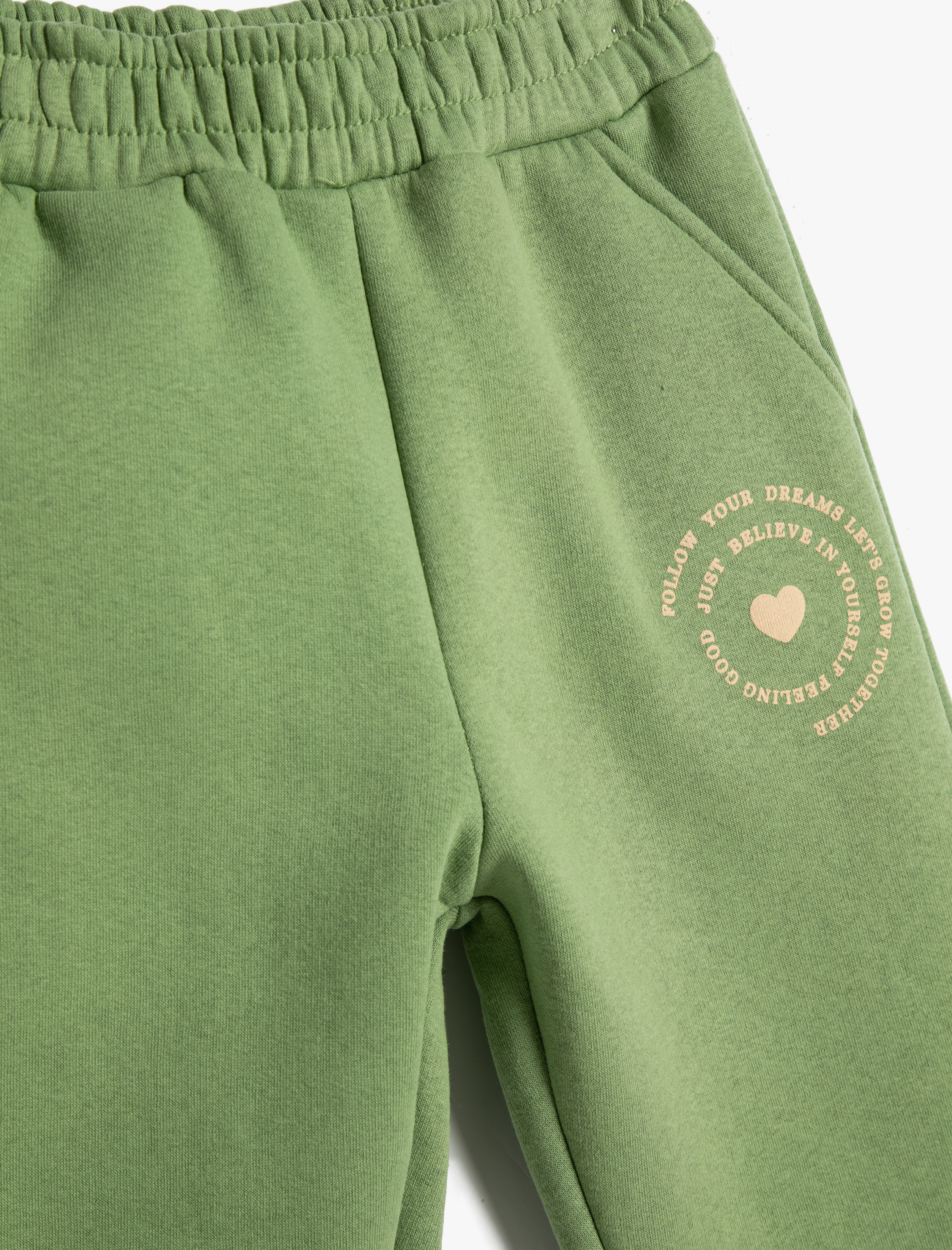  Kız Çocuk Jogger Eşofman Altı Şardonlu Baskı Detaylı Cepli Beli Lastikli