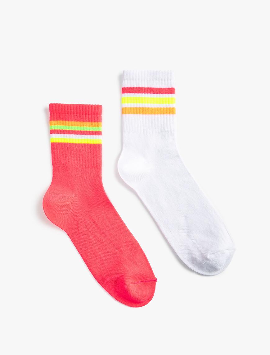  Kadın 2'li Soket Çorap Seti Çok Renkli