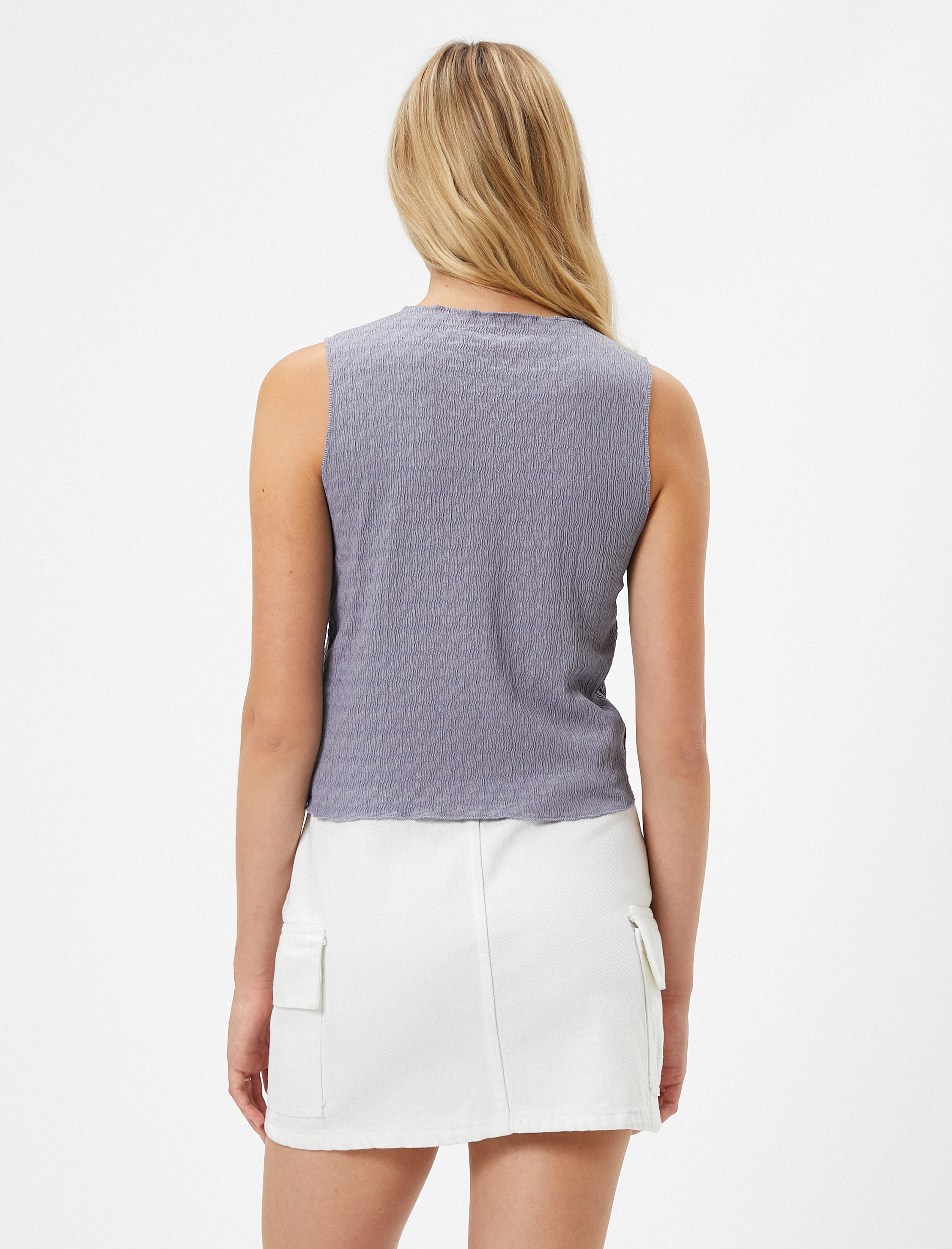   Crop Atlet Slim Fit Dokulu Kolsuz Bürümcük