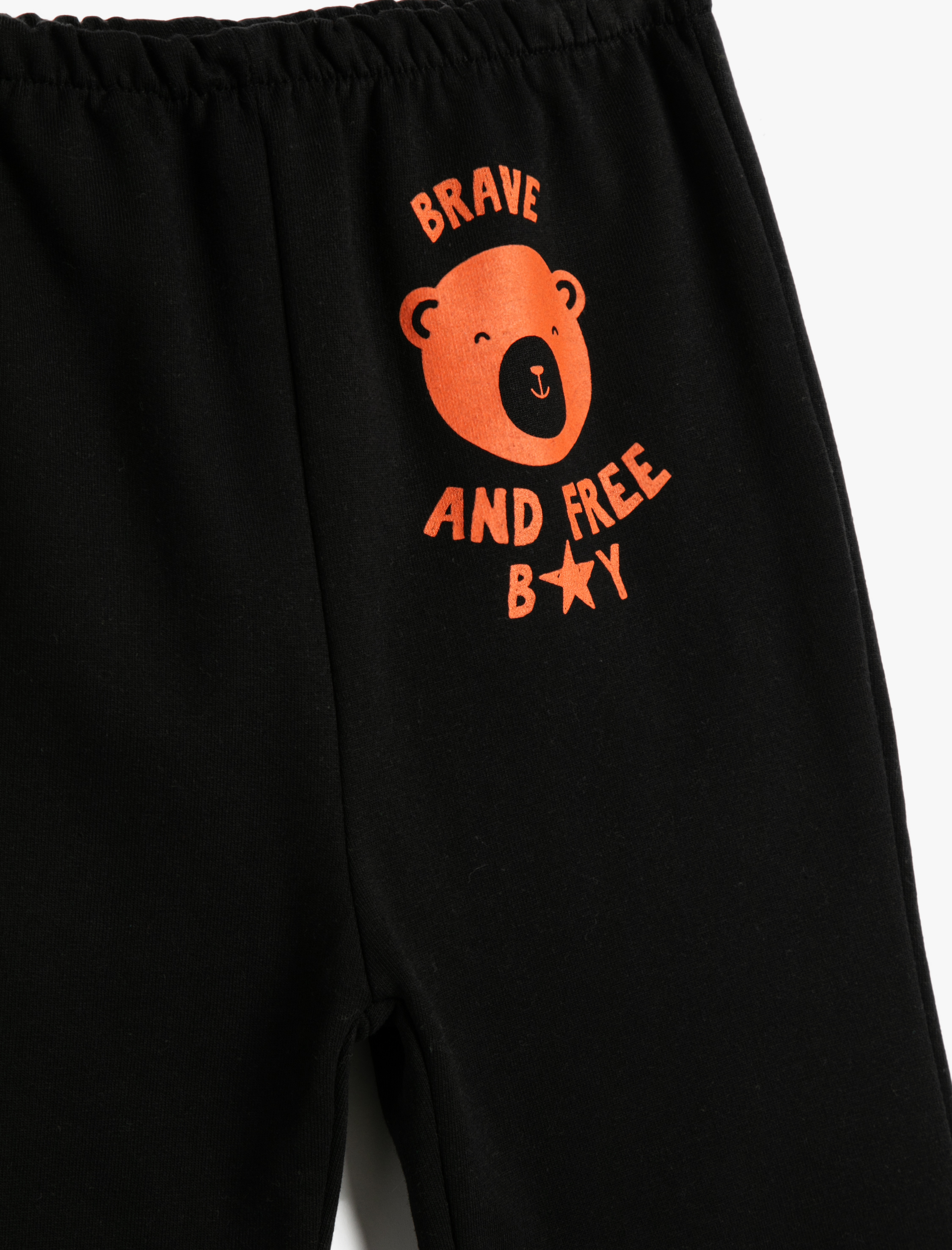  Erkek Bebek Jogger Eşofman Altı Beli Lastikli Baskı Detaylı Pamuklu