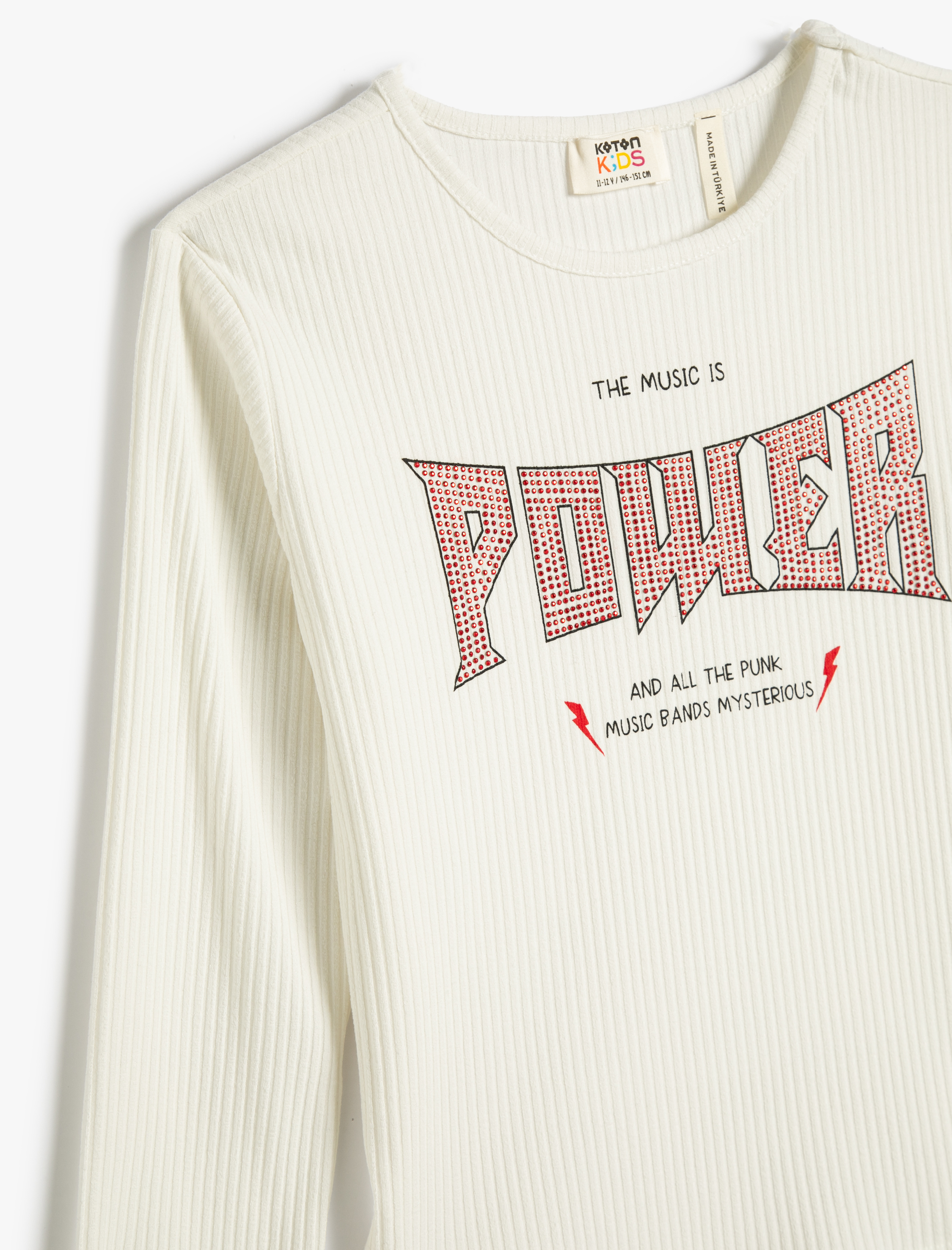  Kız Çocuk Baskılı Tişört Punk Temalı Uzun Kollu Bisiklet Yaka Pamuklu Dokulu